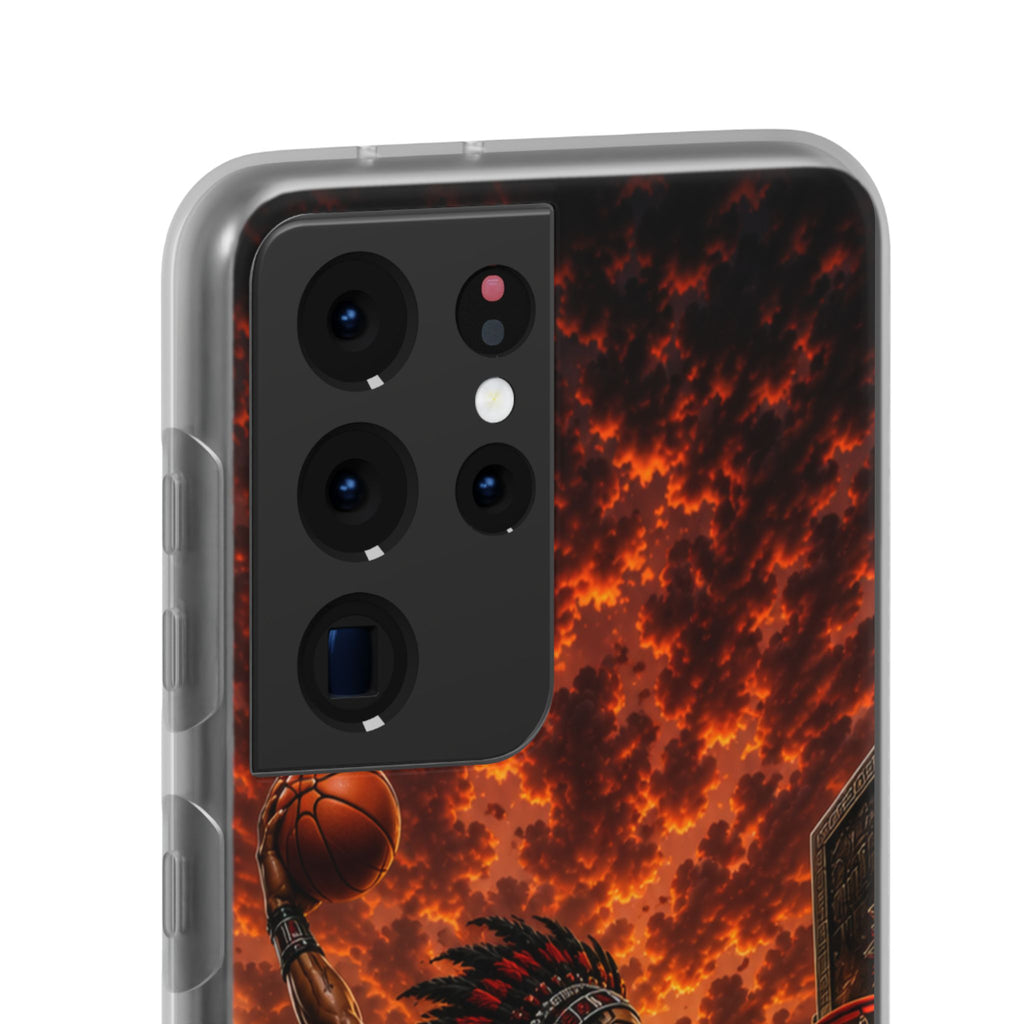 Aztec Basketball Male Warrior – Flexi Phone Case (iPhone & Samsung • Clear TPU • Made & Shipped in the USA • 🚚 FREE USA Shipping • Personalized Option)