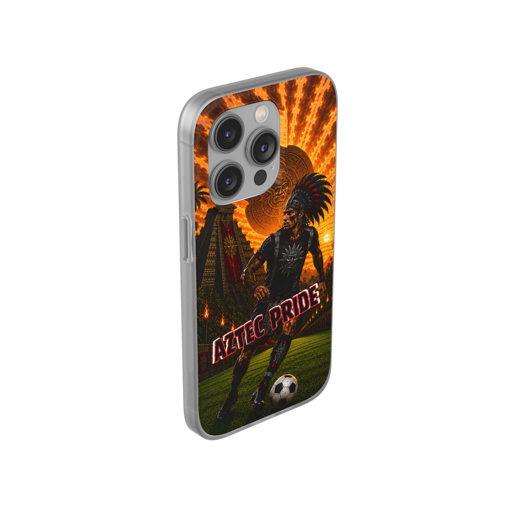Aztec Soccer Male Warrior – Flexi Phone Case (iPhone & Samsung • Clear TPU • Made & Shipped in the USA • 🚚 FREE USA Shipping • Personalized Option)