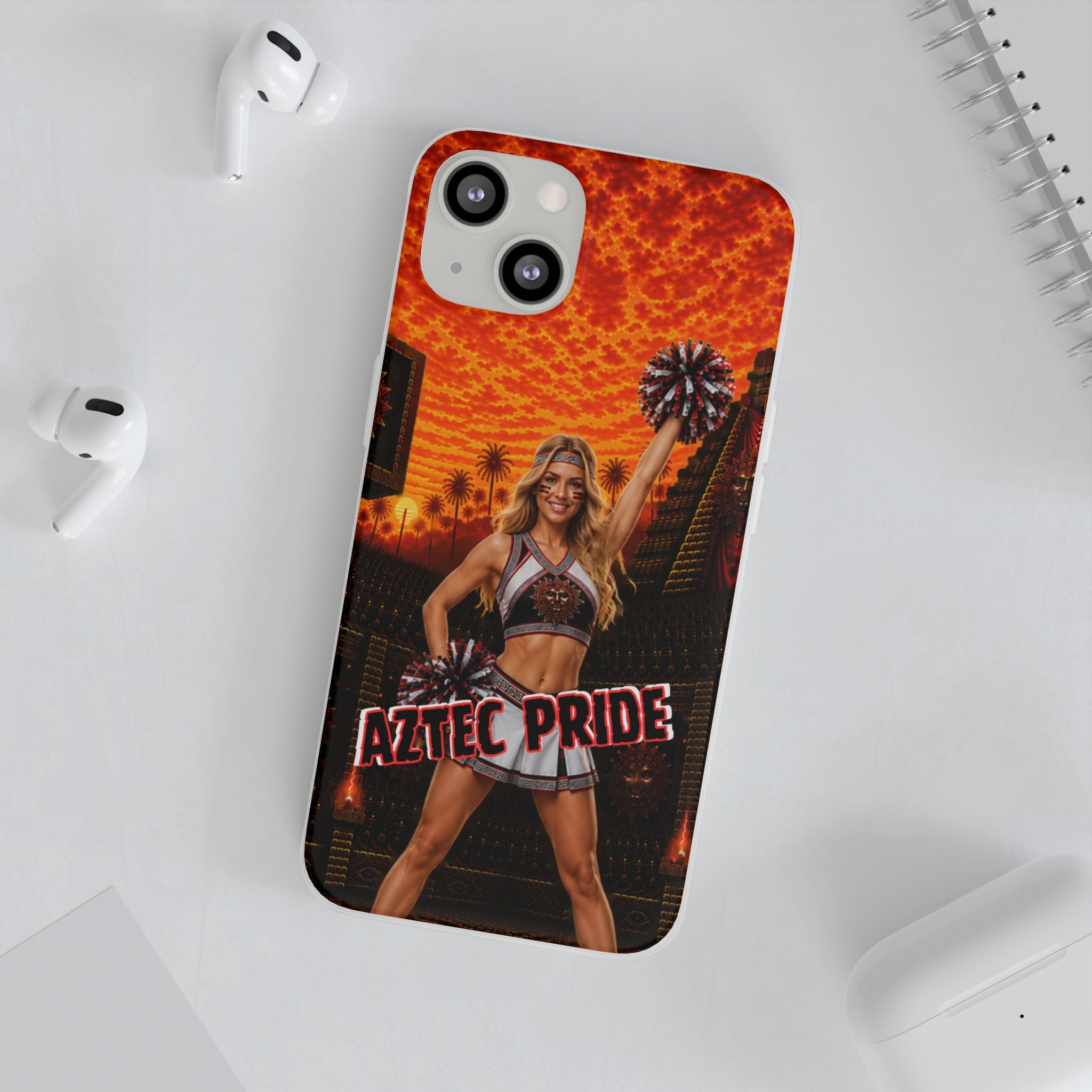Aztec Cheerleader Warrior – Flexi Phone Case (iPhone & Samsung • Clear TPU • Made & Shipped in the USA • 🚚 FREE USA Shipping • Personalized Option)