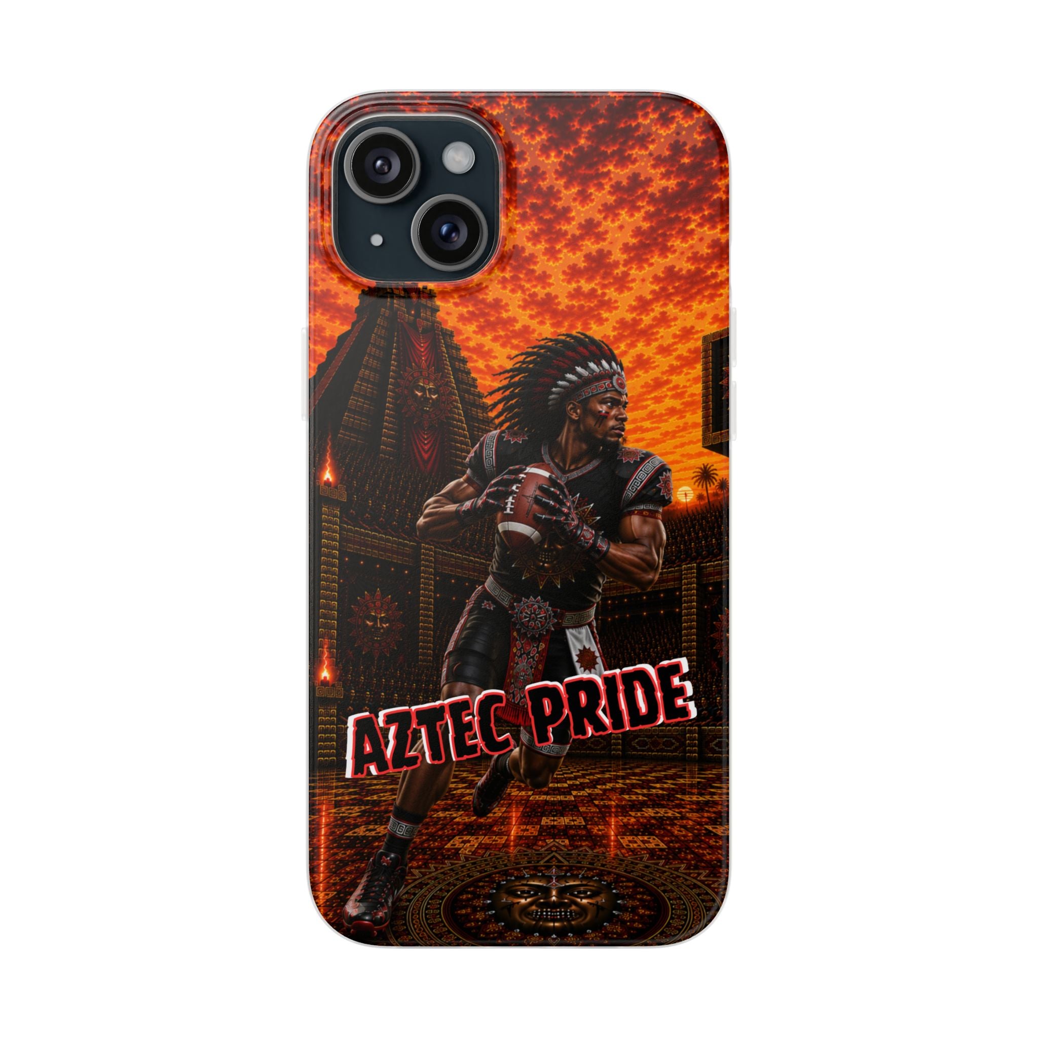 Aztec Football Warrior – Flexi Phone Case (iPhone & Samsung • Clear TPU • Made & Shipped in the USA • 🚚 FREE USA Shipping • Personalized Option)