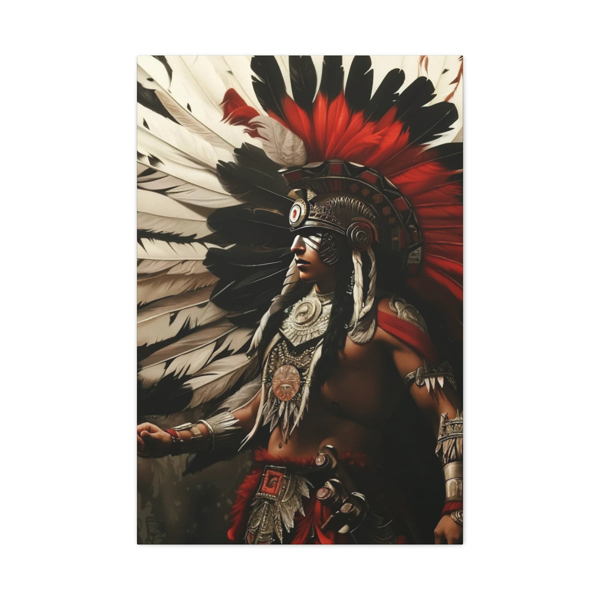 Aztec Fierce Warrior – Bold Aztec Wall Art Canvas