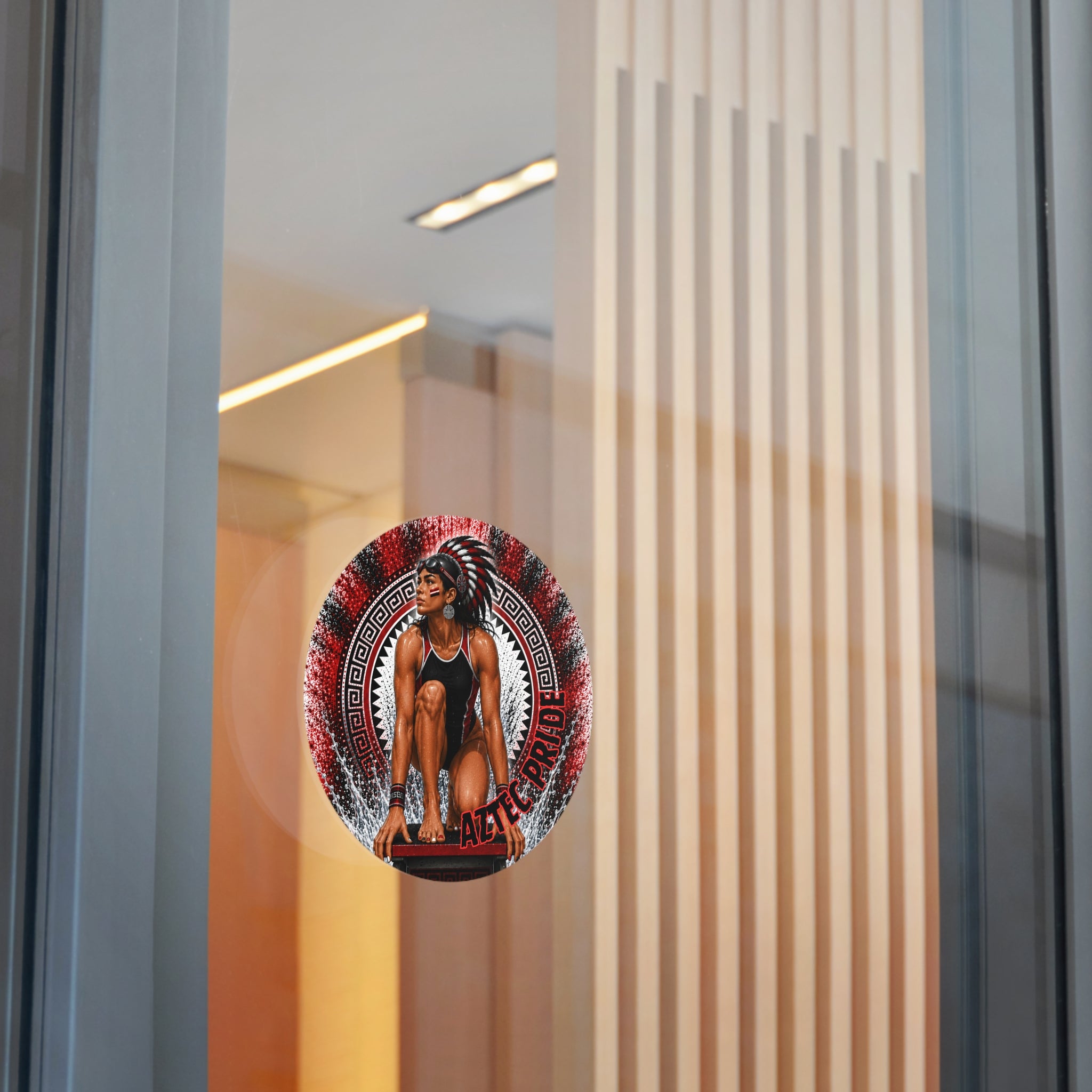 Aztec Swim & Dive Warrior Round Vinyl Sticker 2”–6” | Made & Shipped in the USA • 🚚 FREE USA Shipping • Personalized Option
