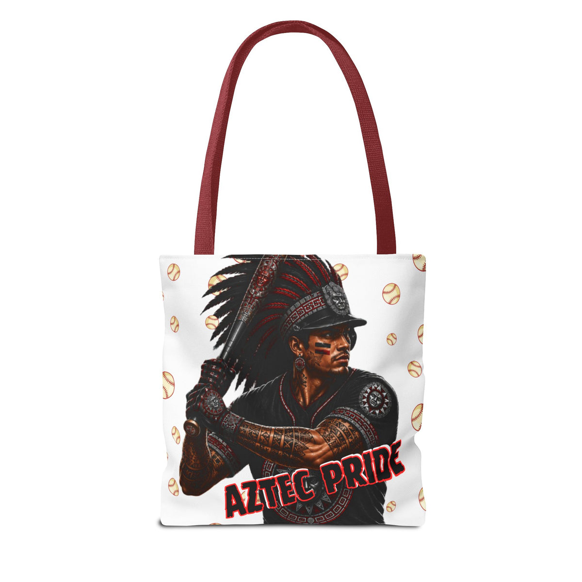 Aztec Baseball Warrior Tote Bag | Aztec-Inspired AI Art • Made & Shipped in the USA • 🚚 FREE USA Shipping • FREE Personalization