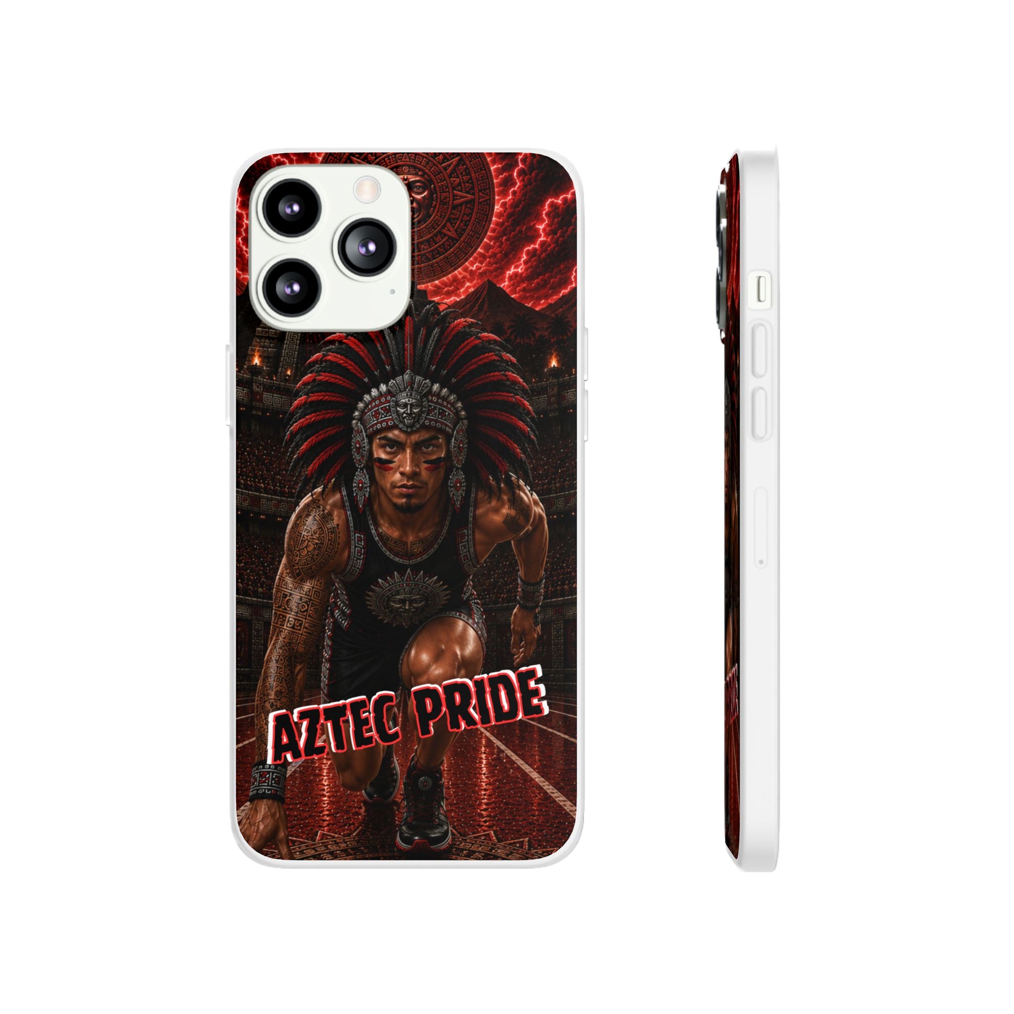 Aztec Track & Field Male Warrior – Flexi Phone Case (iPhone & Samsung • Clear TPU • Made & Shipped in the USA • 🚚 FREE USA Shipping • Personalized Option)
