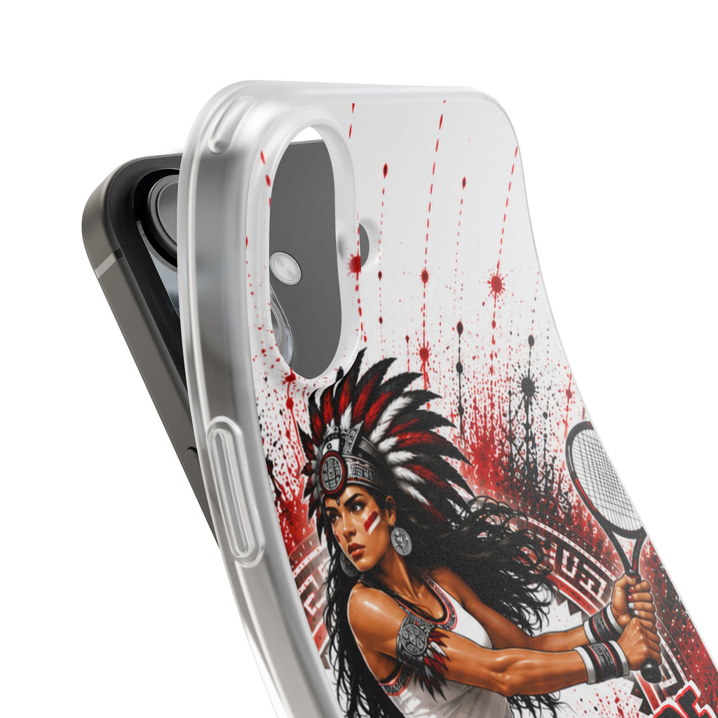 Aztec Tennis Female Warrior – Flexi Phone Case (iPhone & Samsung • Clear TPU • Made & Shipped in the USA • 🚚 FREE USA Shipping • Personalized Option)