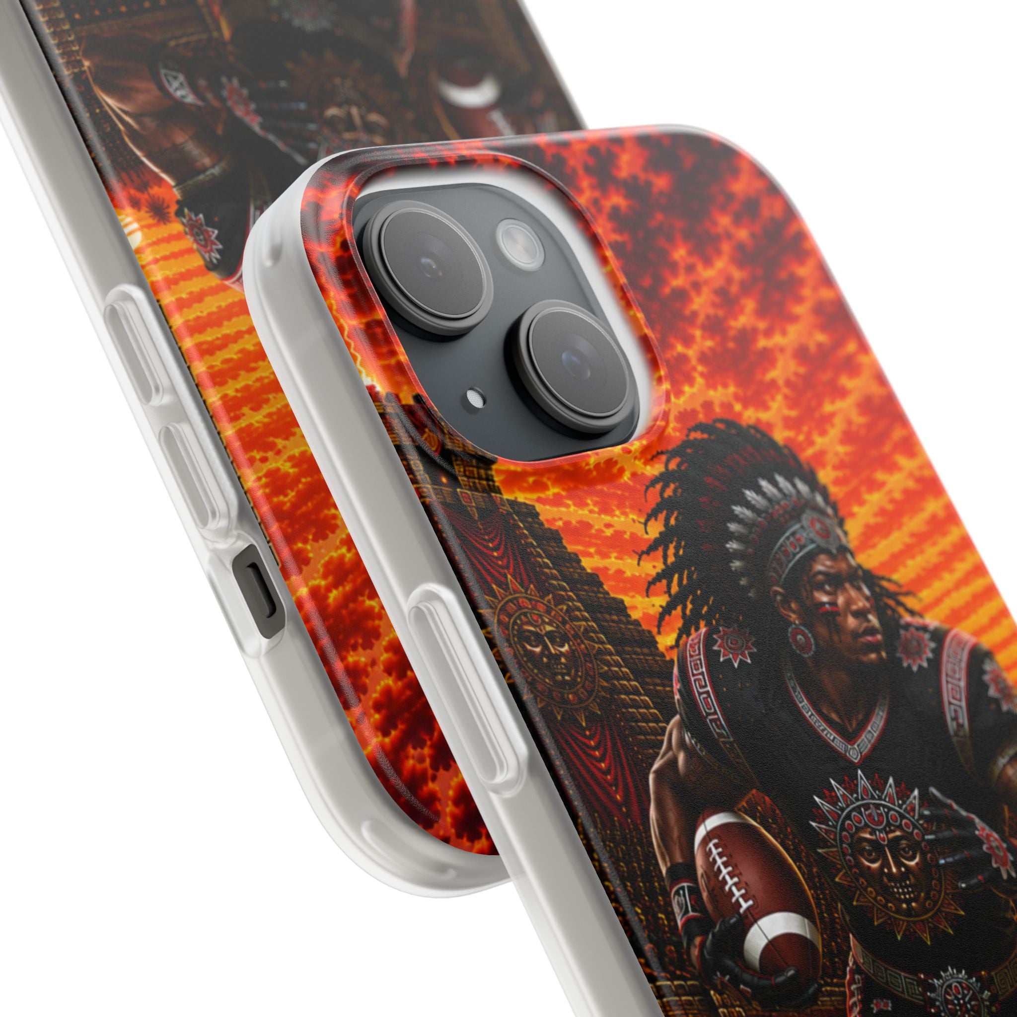 Aztec Football Warrior – Flexi Phone Case (iPhone & Samsung • Clear TPU • Made & Shipped in the USA • 🚚 FREE USA Shipping • Personalized Option)