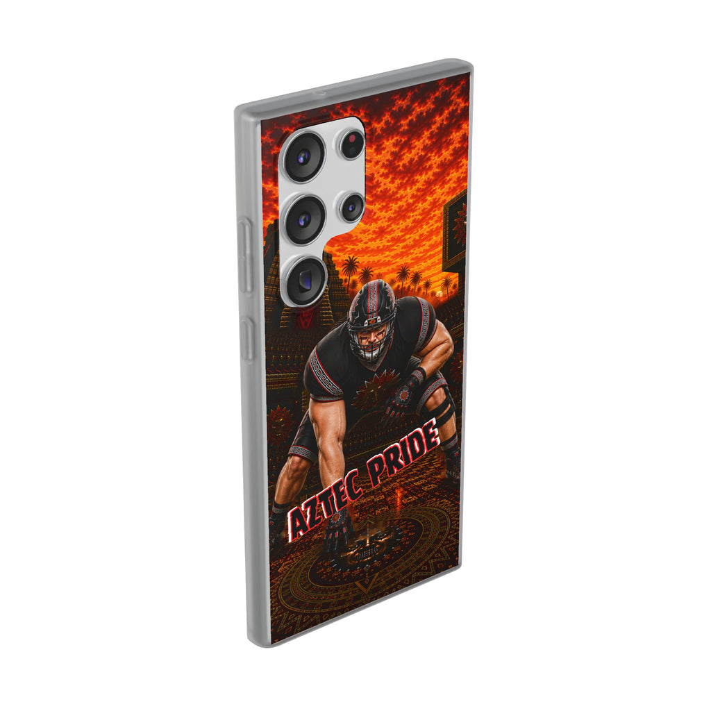 Aztec Football Warrior – Flexi Phone Case (iPhone & Samsung • Clear TPU • Made & Shipped in the USA • 🚚 FREE USA Shipping • Personalized Option)