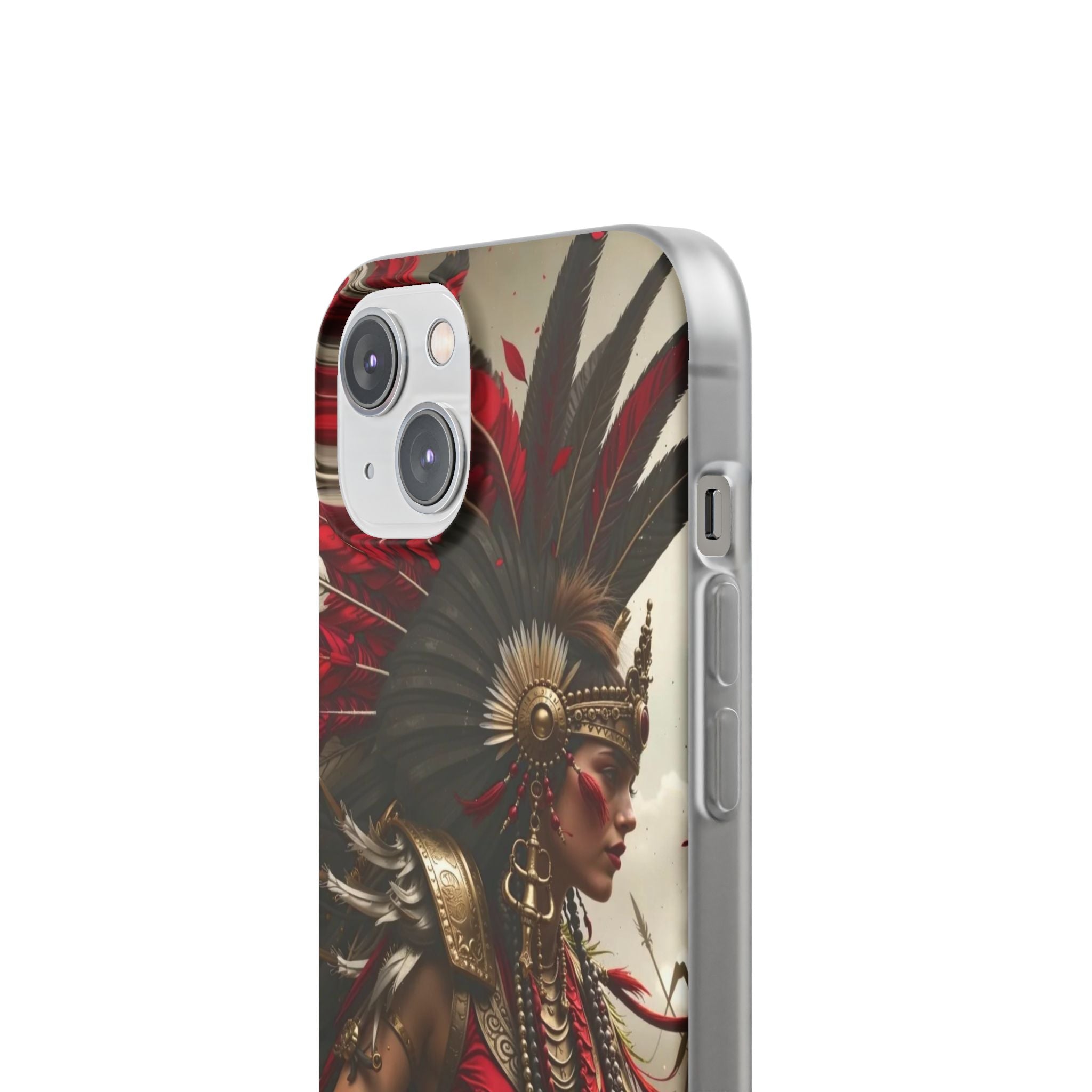 Aztec Warrior Queen – Flexi Phone Case (iPhone & Samsung • Clear TPU • Made in USA • Personalized Option)