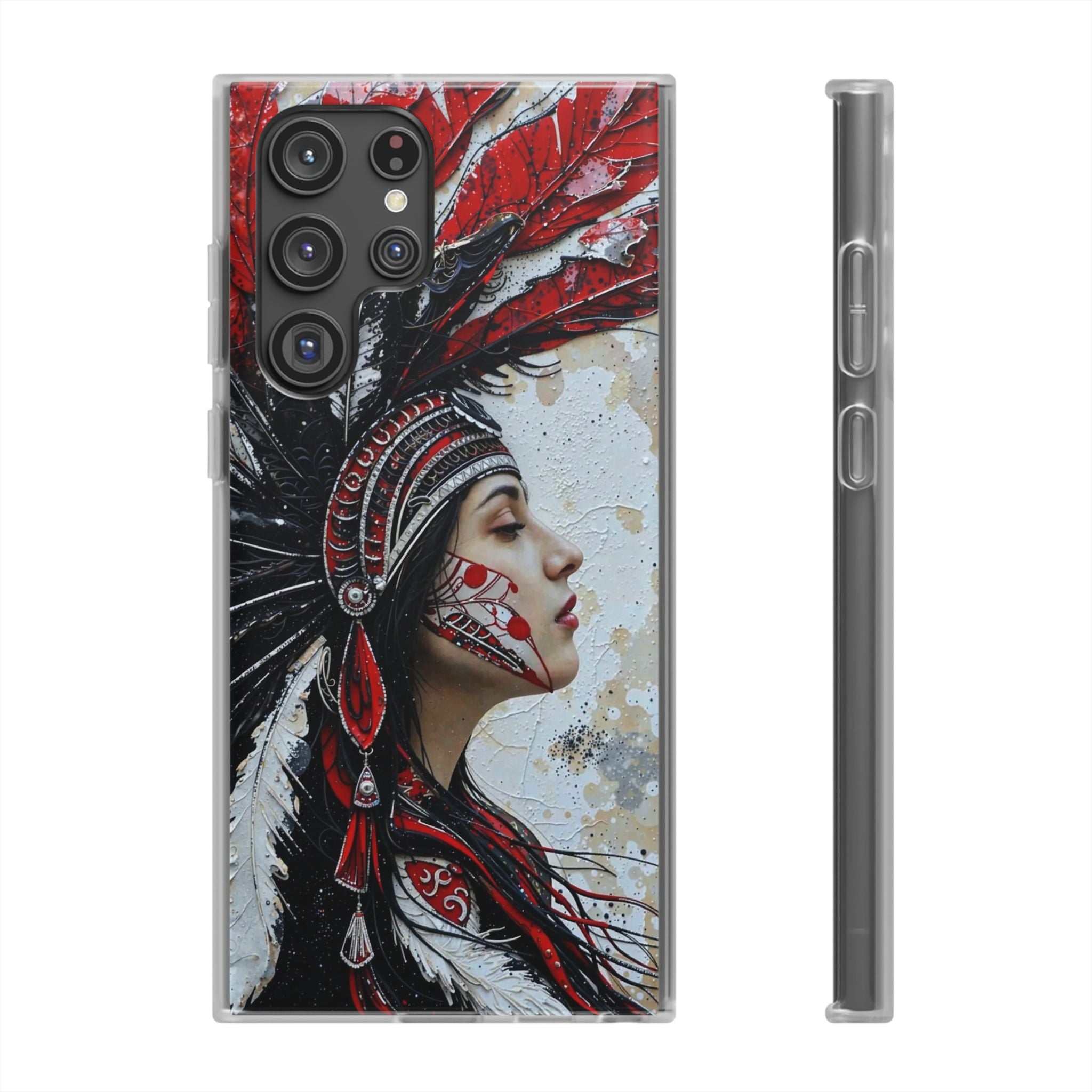 Aztec Silent Goddess – Flexi Phone Case (iPhone & Samsung • Clear TPU • Made in USA • Personalized Option)