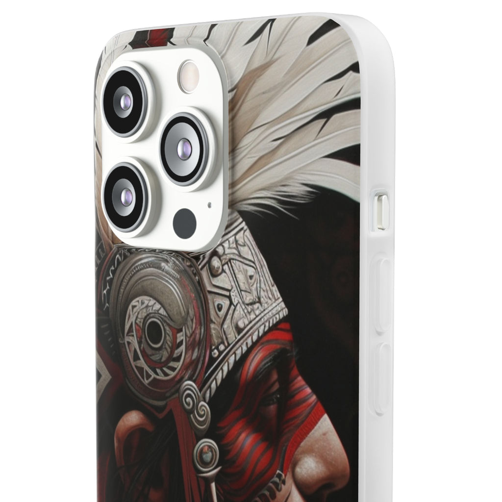 Aztec Warrior King – Flexi Phone Case (iPhone & Samsung • Clear TPU • Made in USA • Personalized Option)