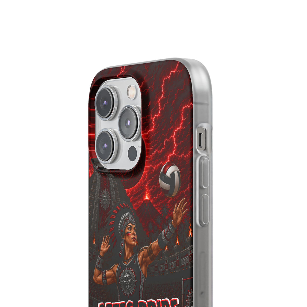Aztec Volleyball Warrior – Flexi Phone Case (iPhone & Samsung • Clear TPU • Made & Shipped in the USA • 🚚 FREE USA Shipping • Personalized Option)