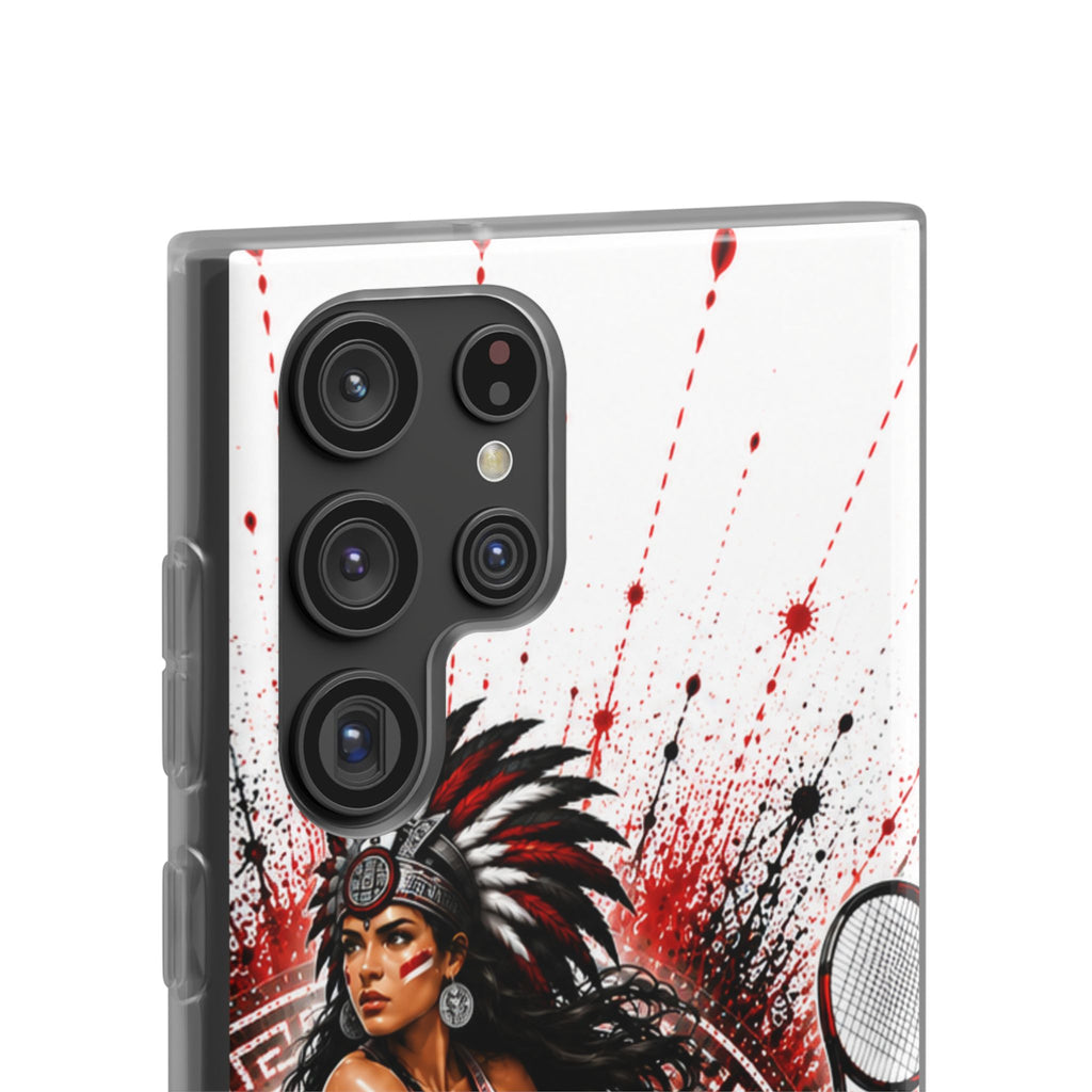 Aztec Tennis Female Warrior – Flexi Phone Case (iPhone & Samsung • Clear TPU • Made & Shipped in the USA • 🚚 FREE USA Shipping • Personalized Option)