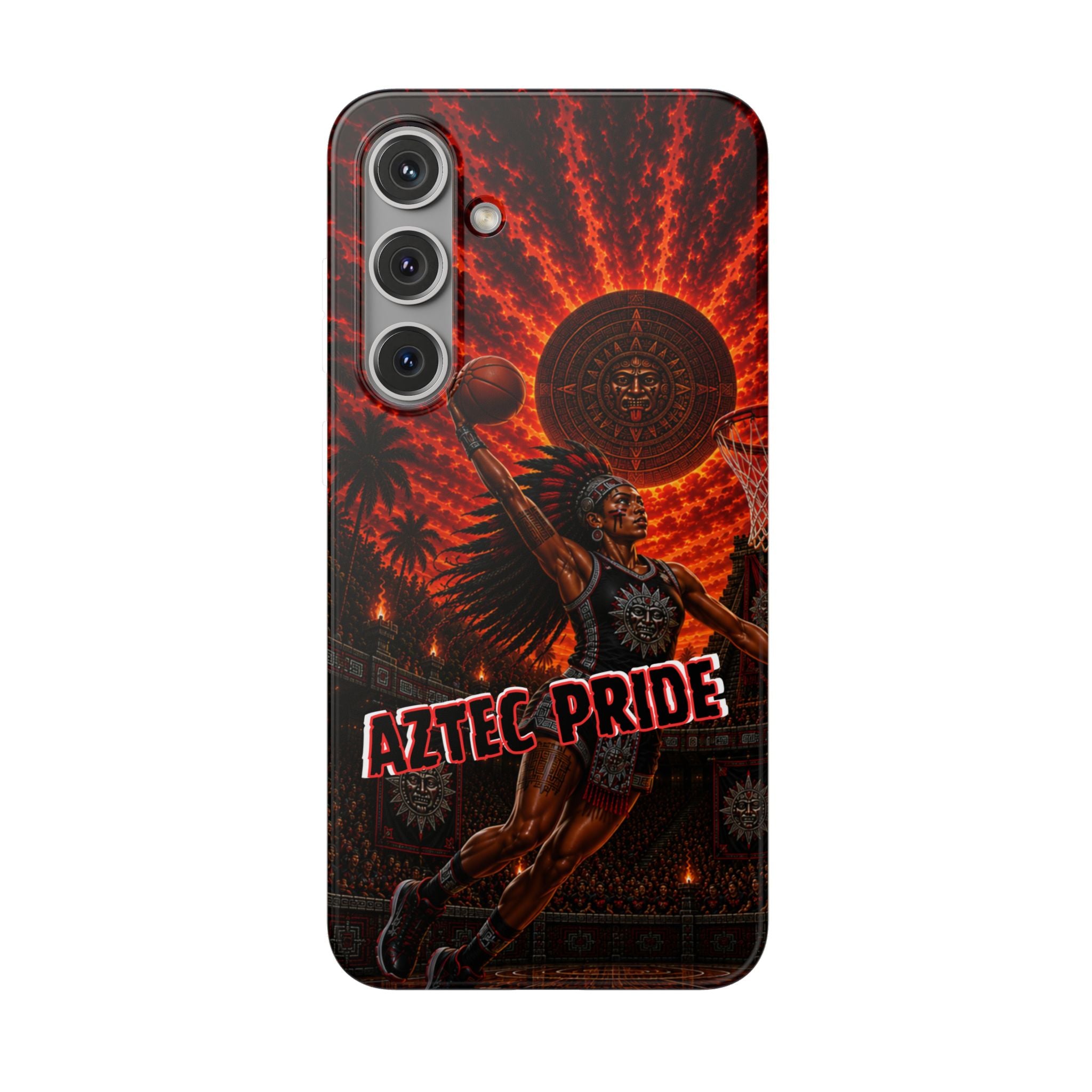 Aztec Basketball Female Warrior – Flexi Phone Case (iPhone & Samsung • Clear TPU • Made & Shipped in the USA • 🚚 FREE USA Shipping • Personalized Option)