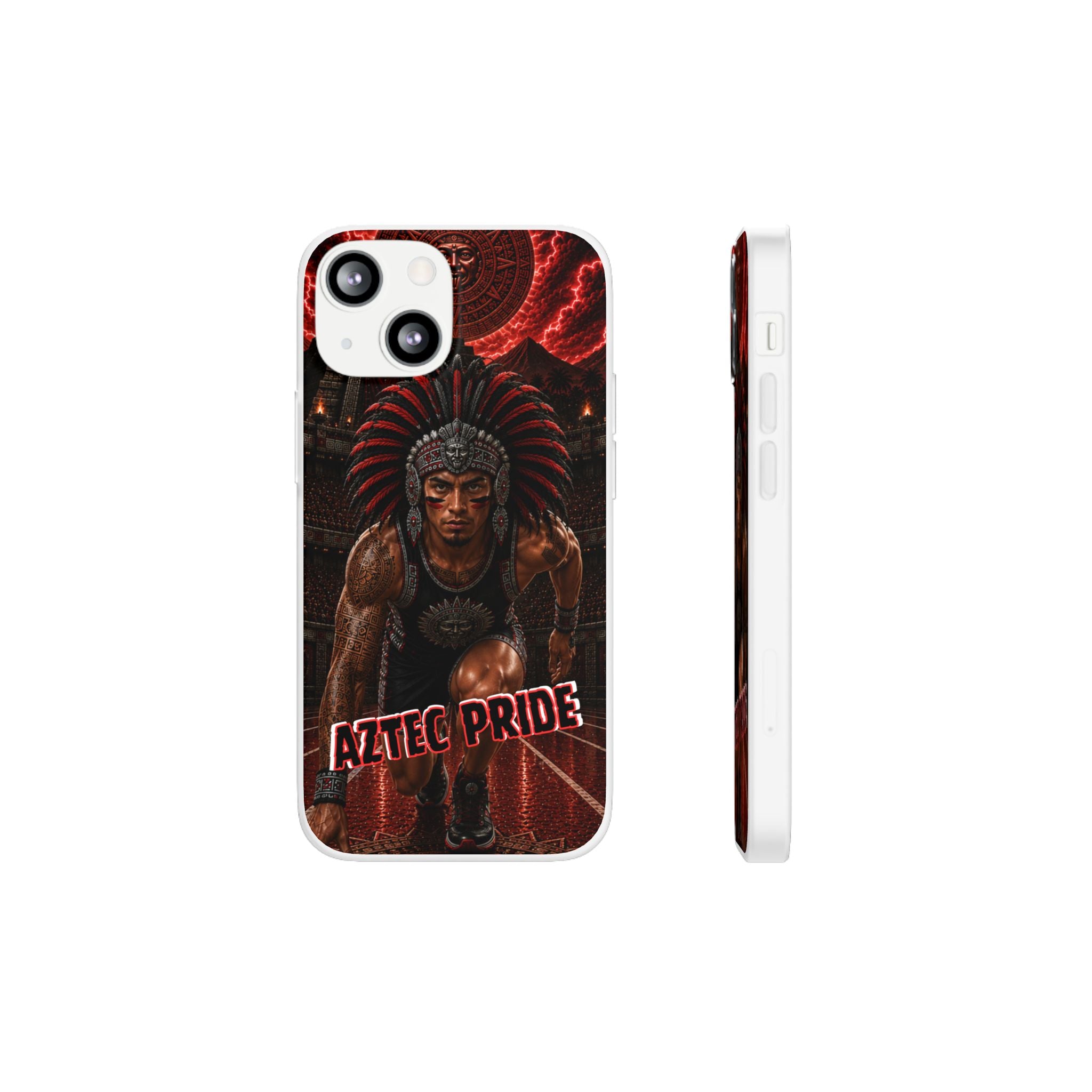 Aztec Track & Field Male Warrior – Flexi Phone Case (iPhone & Samsung • Clear TPU • Made & Shipped in the USA • 🚚 FREE USA Shipping • Personalized Option)