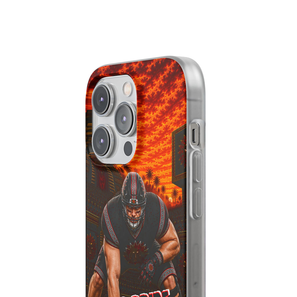 Aztec Football Warrior – Flexi Phone Case (iPhone & Samsung • Clear TPU • Made & Shipped in the USA • 🚚 FREE USA Shipping • Personalized Option)