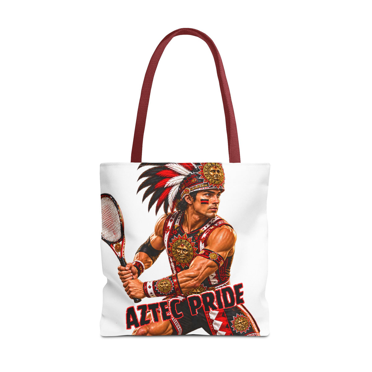 Aztec Tennis Male Warrior Tote Bag | Aztec-Inspired AI Art • Made & Shipped in the USA • 🚚 FREE USA Shipping • FREE Personalization