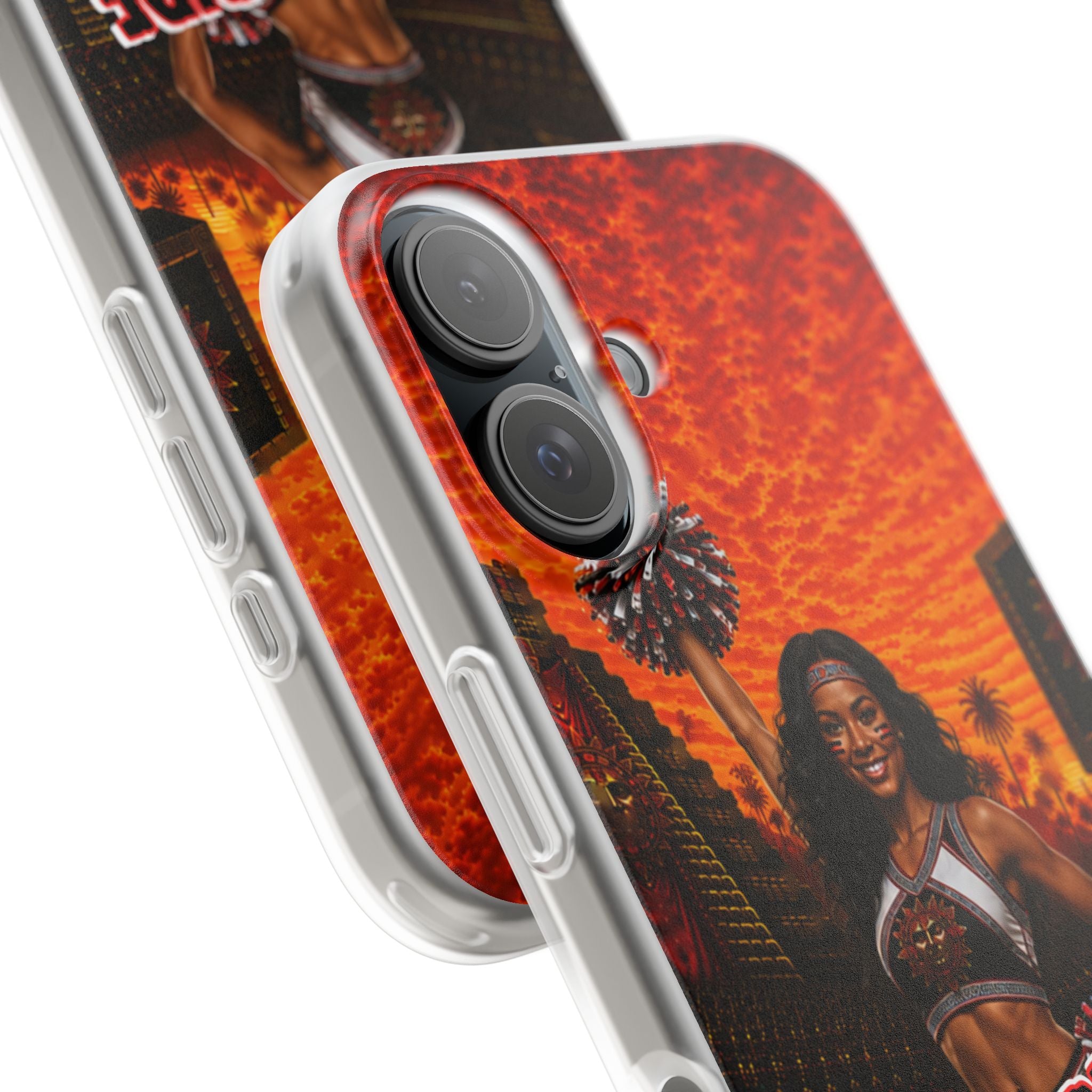 Aztec Cheerleader Warrior – Flexi Phone Case (iPhone & Samsung • Clear TPU • Made & Shipped in the USA • 🚚 FREE USA Shipping • Personalized Option)