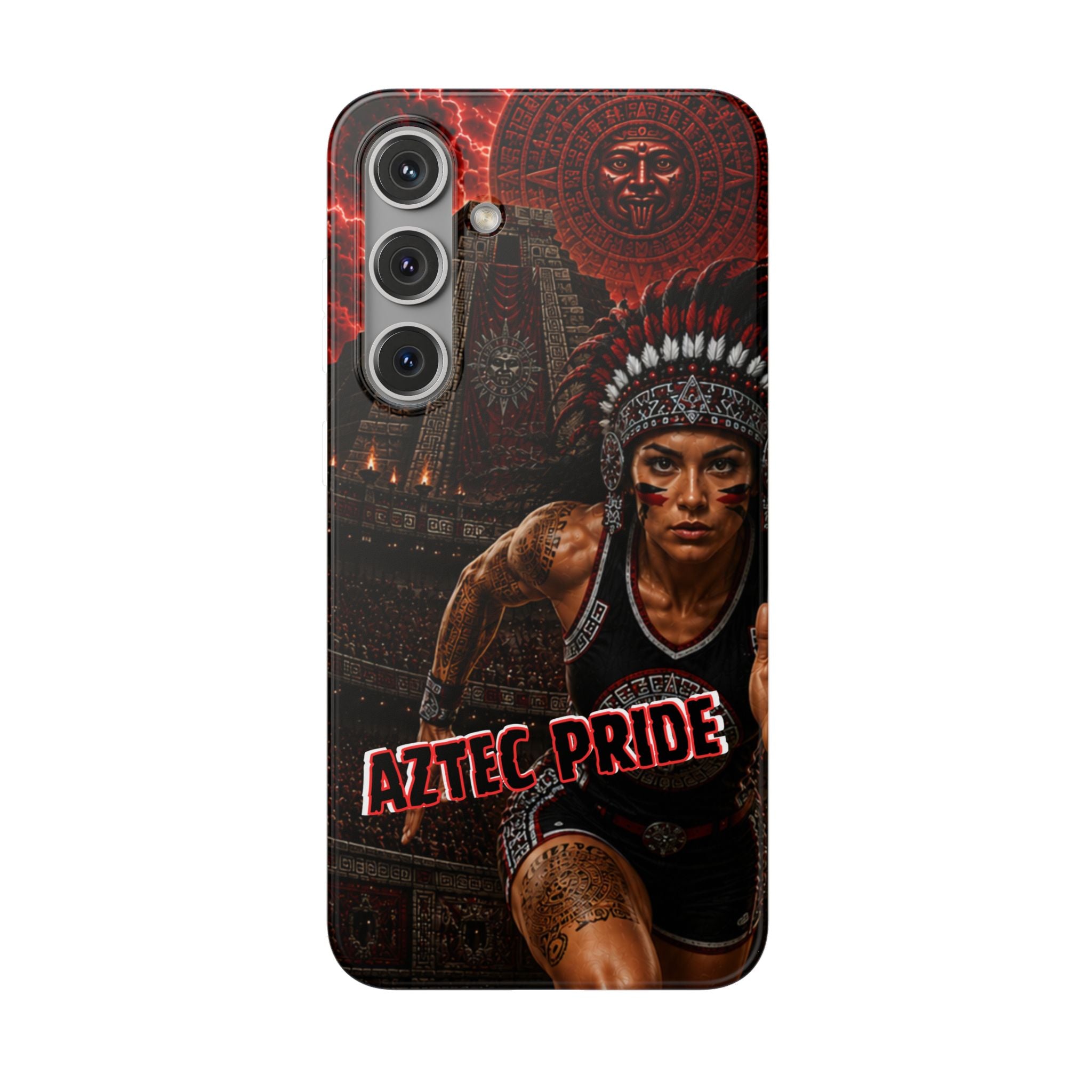 Aztec Track & Field Female Warrior – Flexi Phone Case (iPhone & Samsung • Clear TPU • Made & Shipped in the USA • 🚚 FREE USA Shipping • Personalized Option)