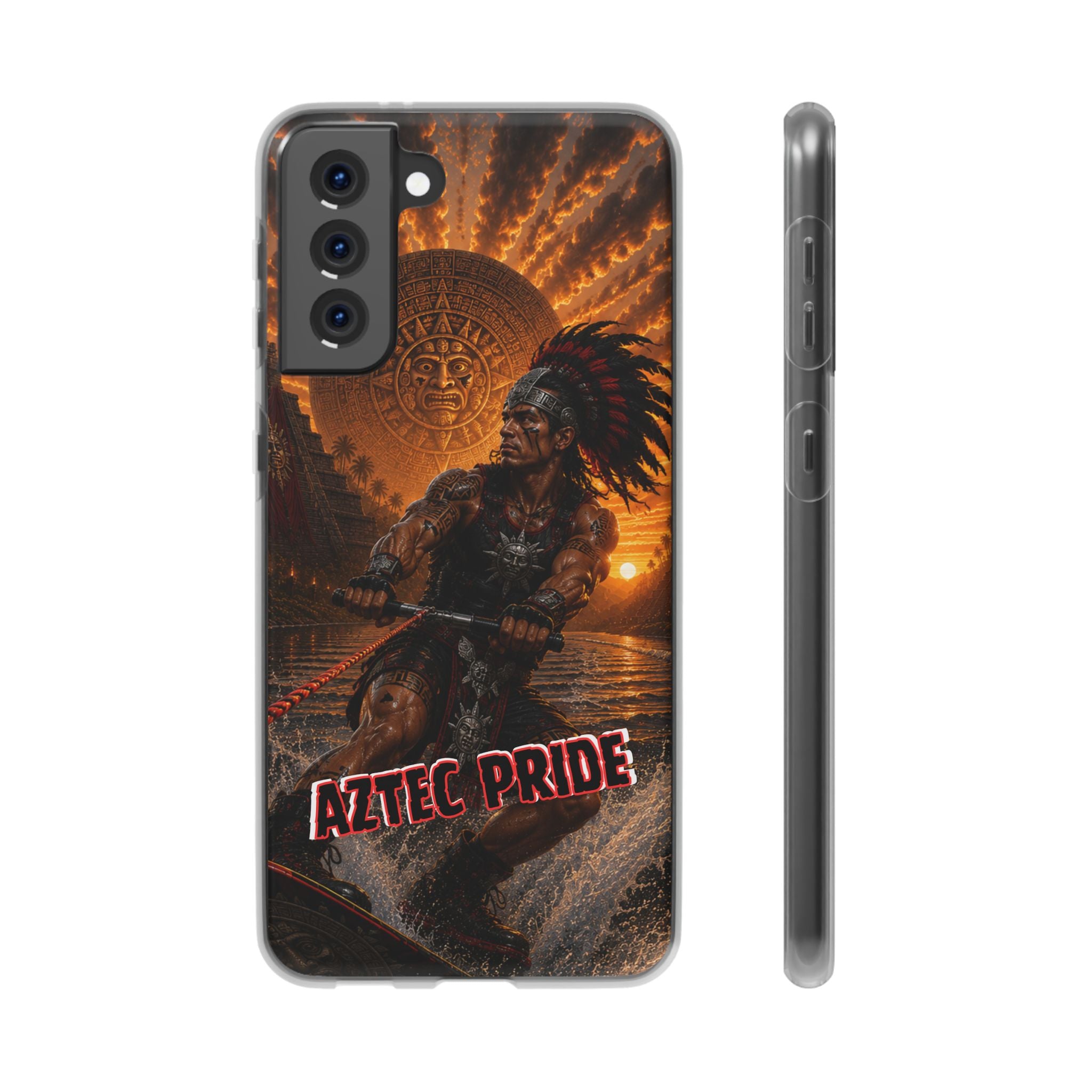 Aztec Wakeboard Male Warrior – Flexi Phone Case (iPhone & Samsung • Clear TPU • Made & Shipped in the USA • 🚚 FREE USA Shipping • Personalized Option)