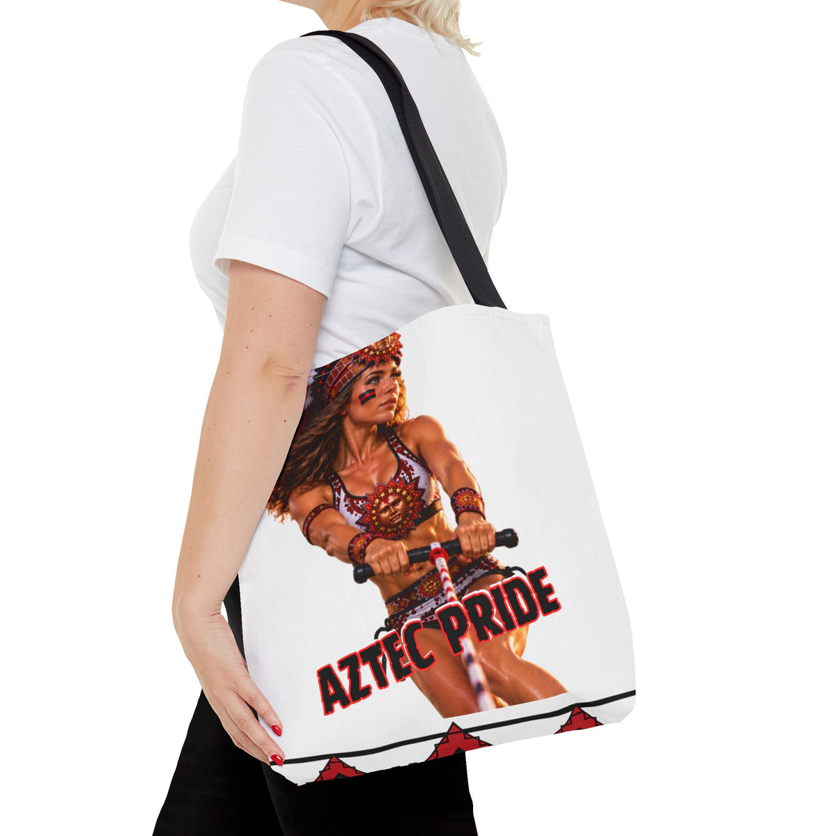 Aztec Waterski Wakeboard Female Warrior Tote Bag | Aztec-Inspired AI Art • Made & Shipped in the USA • 🚚 FREE USA Shipping • FREE Personalization