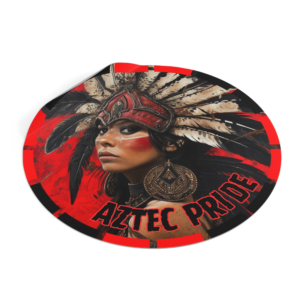 Aztec Moon Goddess Round Vinyl Sticker – Waterproof Matte Decal (2”–6”)