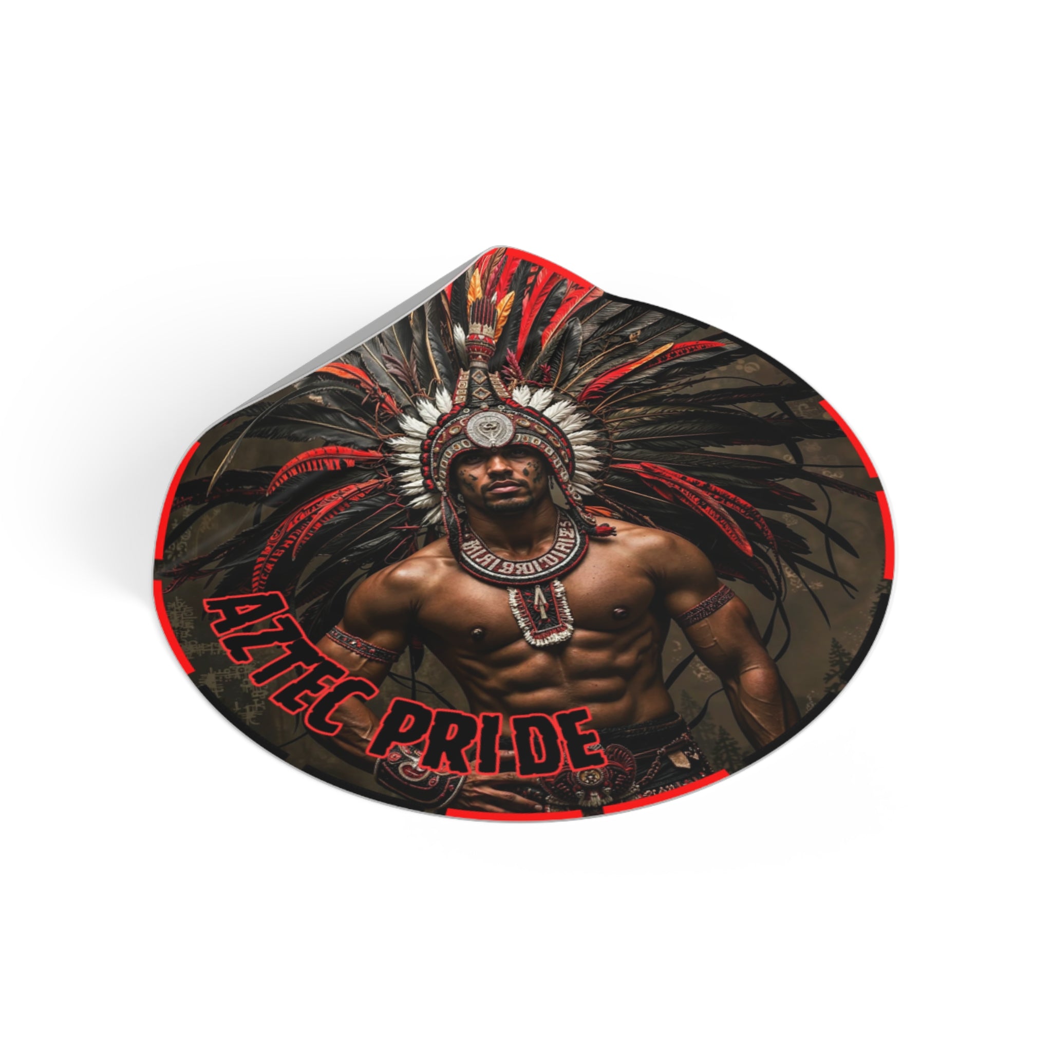 Aztec Warrior Eagle Round Vinyl Sticker – Waterproof Matte Decal (2”–6”)