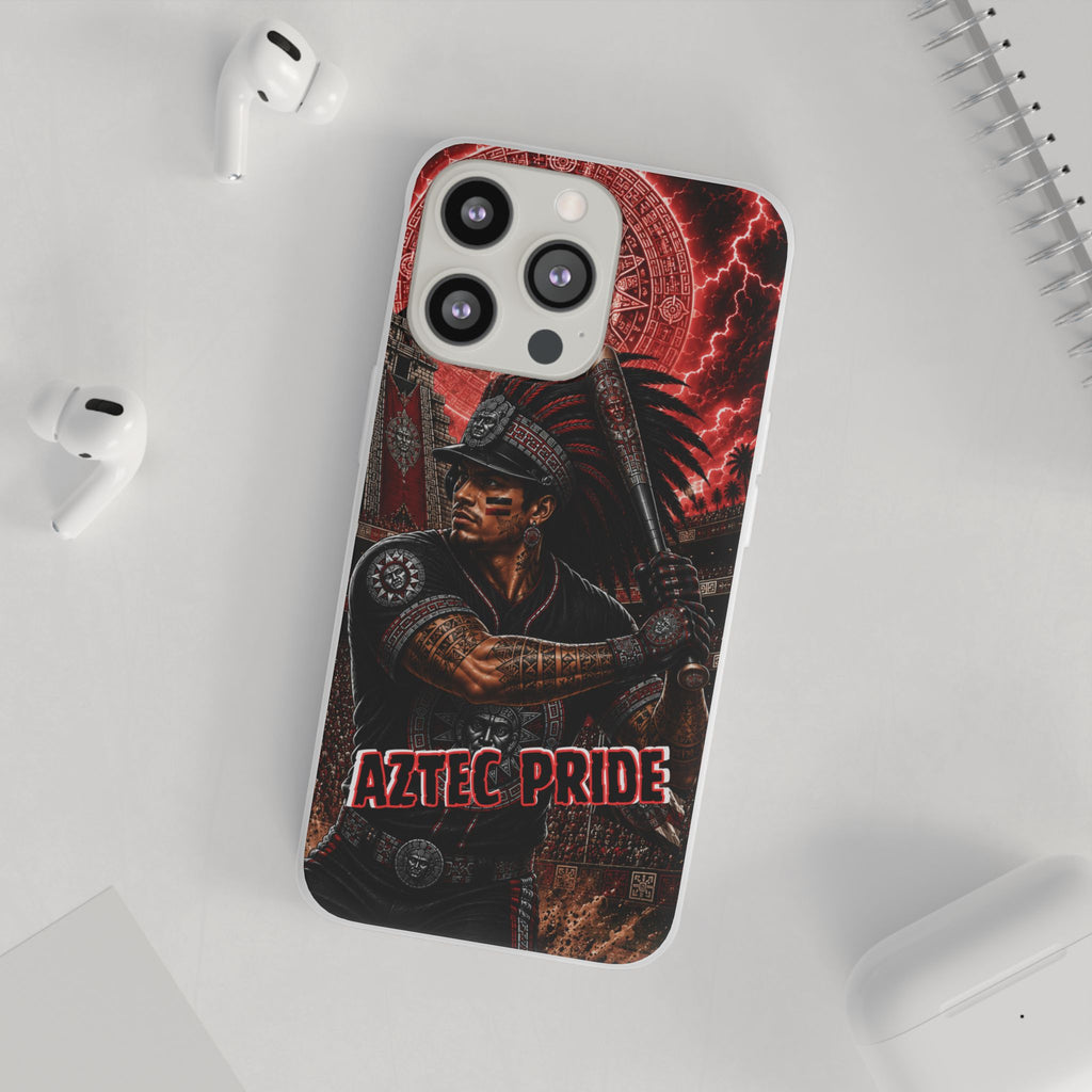 Aztec Baseball Warrior – Flexi Phone Case (iPhone & Samsung • Clear TPU • Made & Shipped in the USA • 🚚 FREE USA Shipping • Personalized Option)