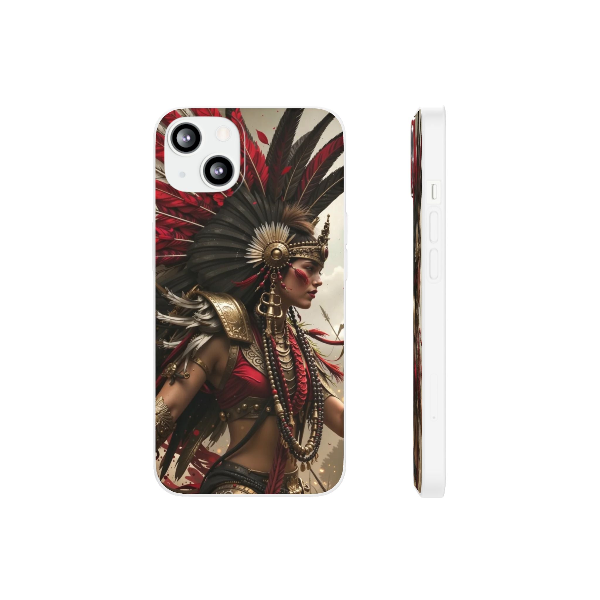Aztec Warrior Queen – Flexi Phone Case (iPhone & Samsung • Clear TPU • Made in USA • Personalized Option)