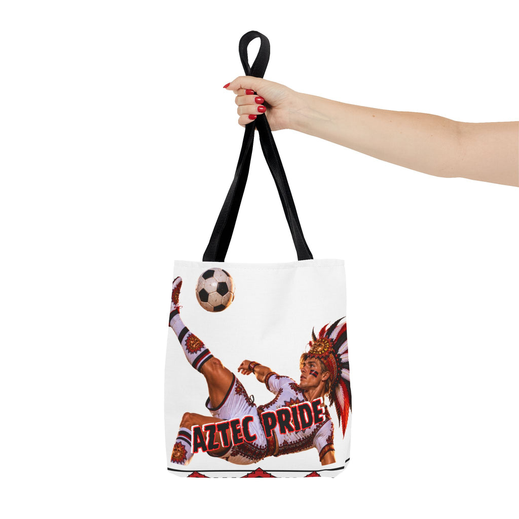 Aztec Soccer Warrior Tote Bag | Aztec-Inspired AI Art • Made & Shipped in the USA • 🚚 FREE USA Shipping • FREE Personalization