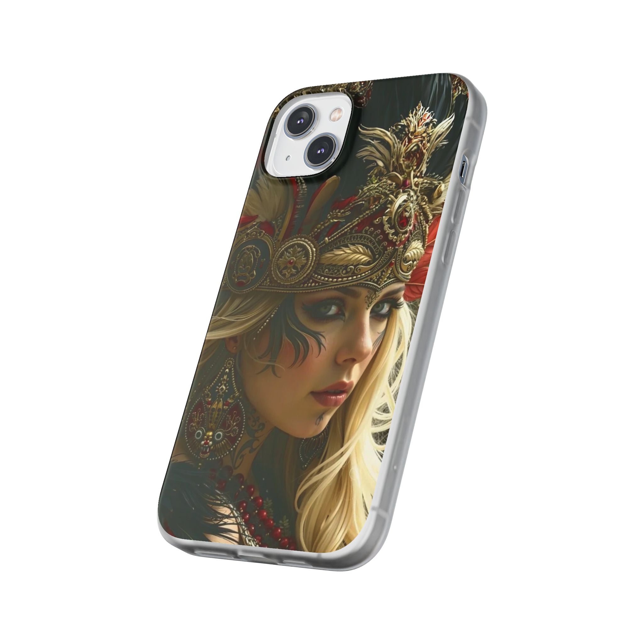 Aztec Fireheart Queen – Flexi Phone Case (iPhone & Samsung • Clear TPU • Made in USA • Personalized Option)