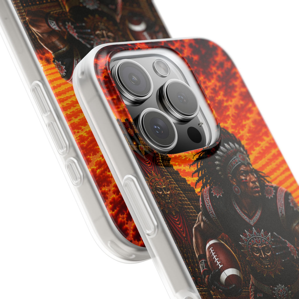 Aztec Football Warrior – Flexi Phone Case (iPhone & Samsung • Clear TPU • Made & Shipped in the USA • 🚚 FREE USA Shipping • Personalized Option)