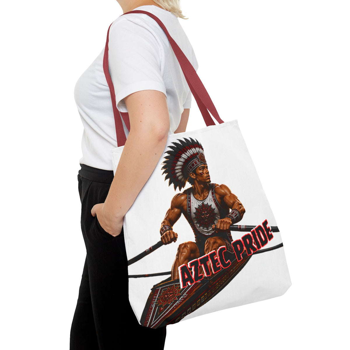 Aztec Rowing Warrior Tote Bag | Aztec-Inspired AI Art • Made & Shipped in the USA • 🚚 FREE USA Shipping • FREE Personalization