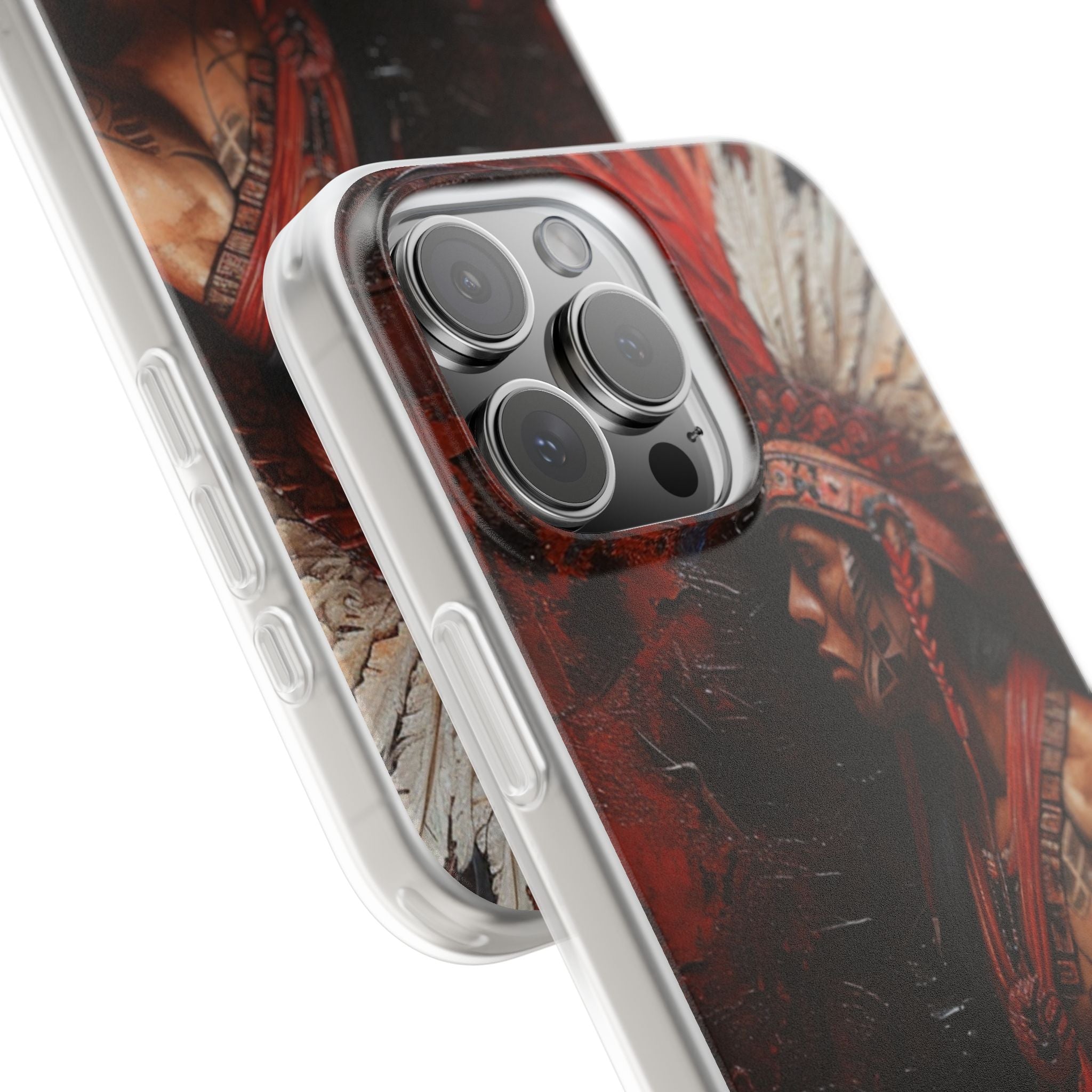 Aztec Noble Warrior – Flexi Phone Case (iPhone & Samsung • Clear TPU • Made in USA • Personalized Option)
