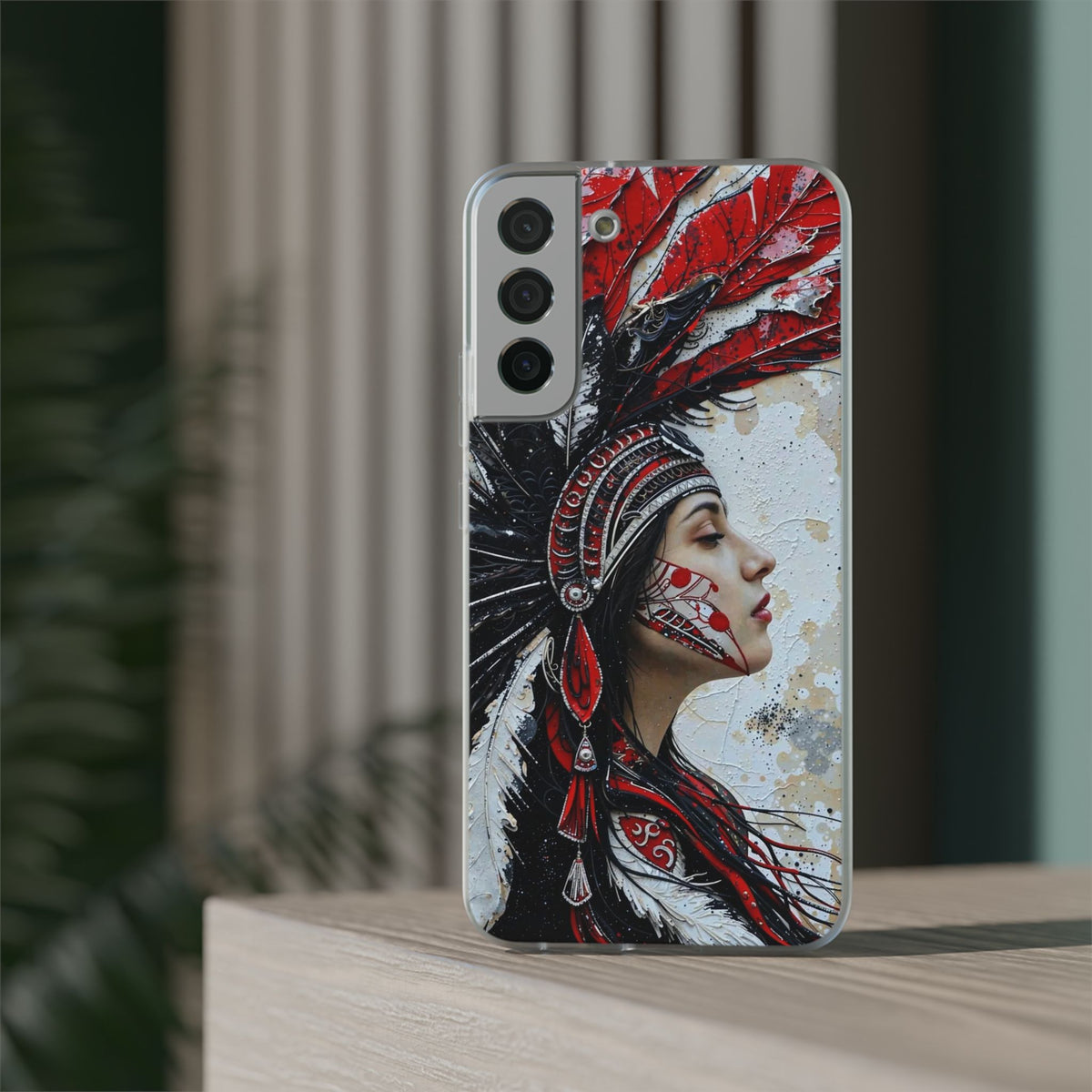 Aztec Silent Goddess – Flexi Phone Case (iPhone & Samsung • Clear TPU • Made in USA • Personalized Option)