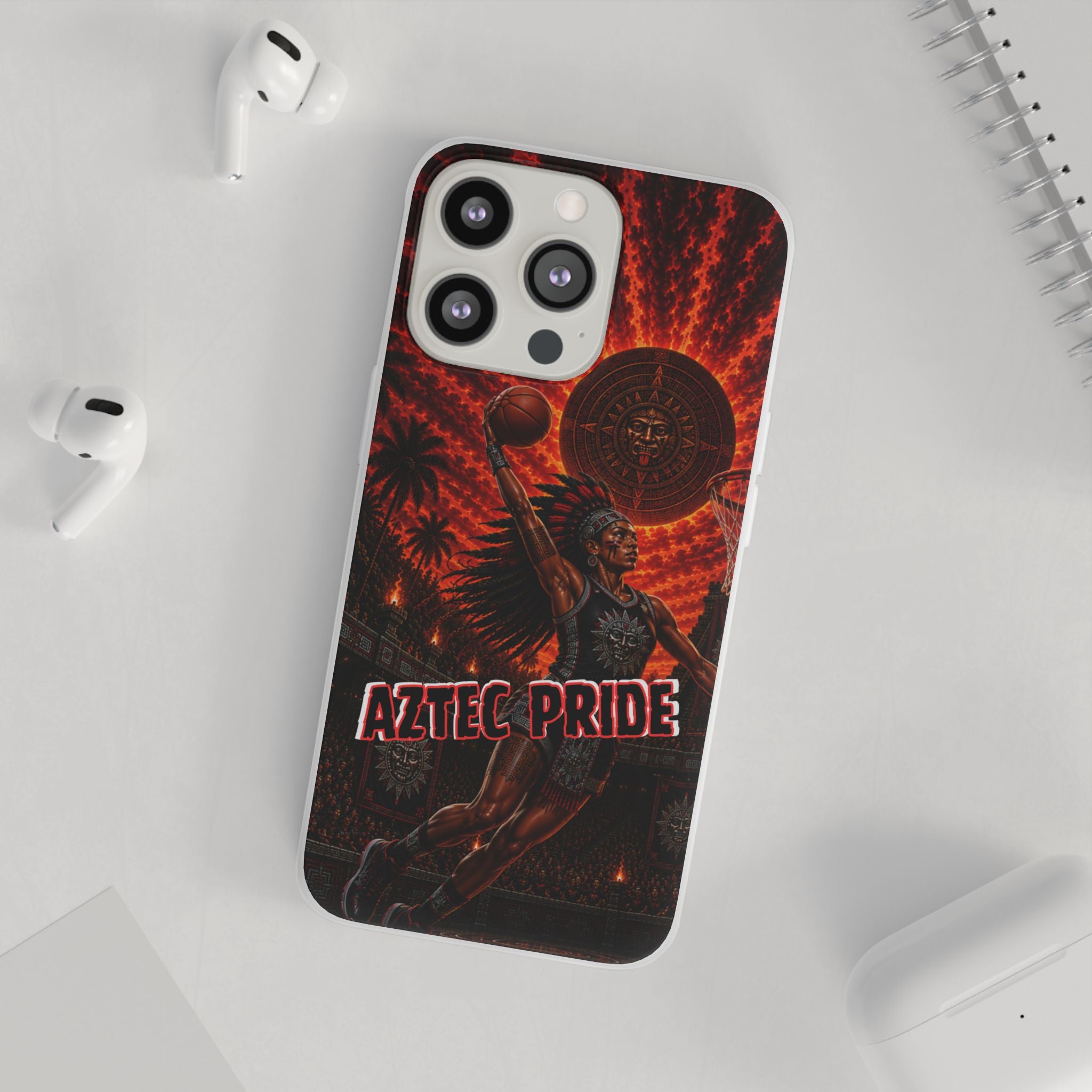 Aztec Basketball Female Warrior – Flexi Phone Case (iPhone & Samsung • Clear TPU • Made & Shipped in the USA • 🚚 FREE USA Shipping • Personalized Option)