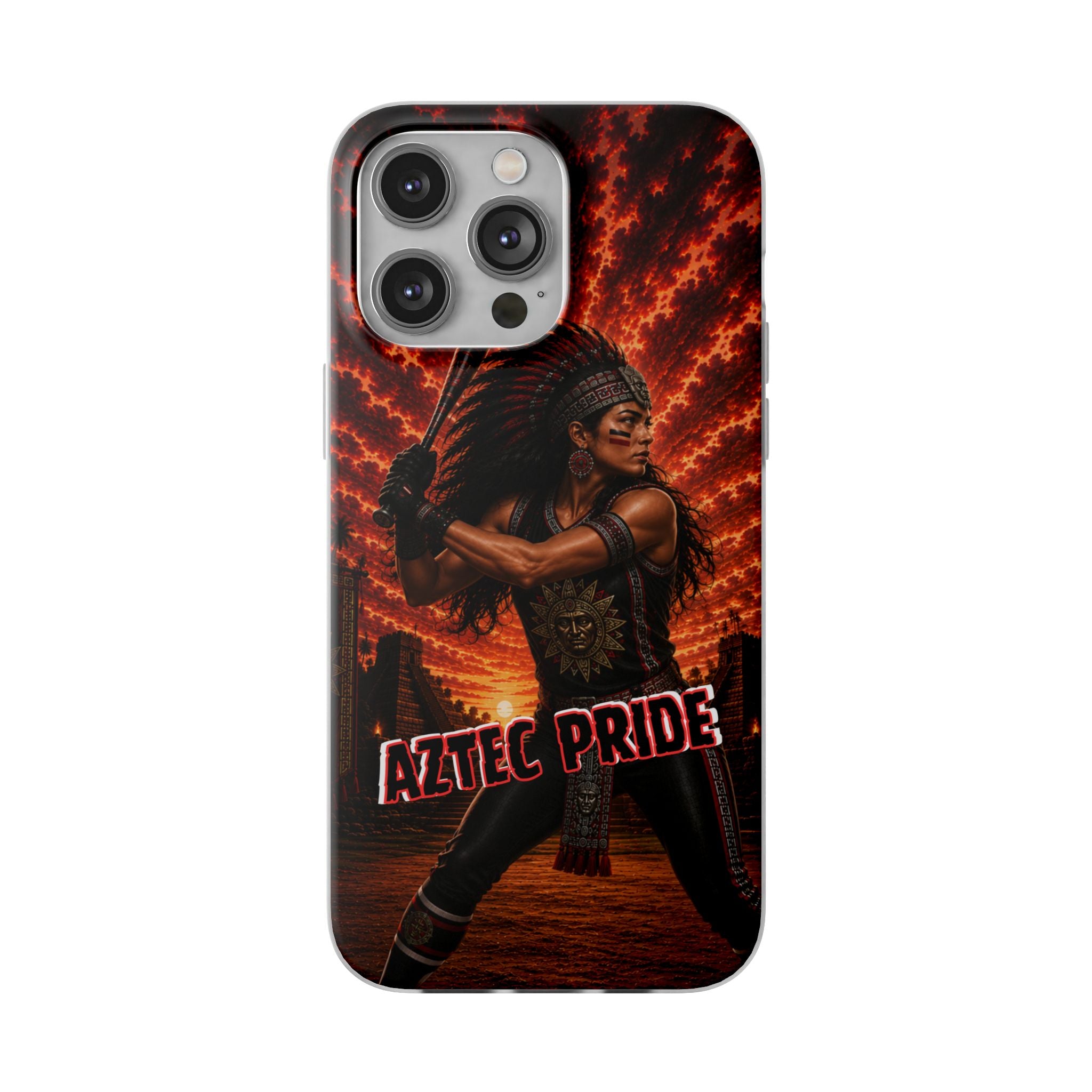 Aztec Softball Warrior – Flexi Phone Case (iPhone & Samsung • Clear TPU • Made & Shipped in the USA • 🚚 FREE USA Shipping • Personalized Option)