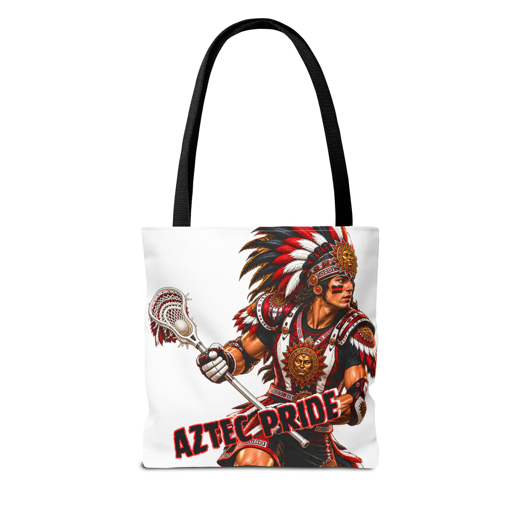 Aztec Lacrosse Male Warrior Tote Bag | Aztec-Inspired AI Art • Made & Shipped in the USA • 🚚 FREE USA Shipping • FREE Personalization
