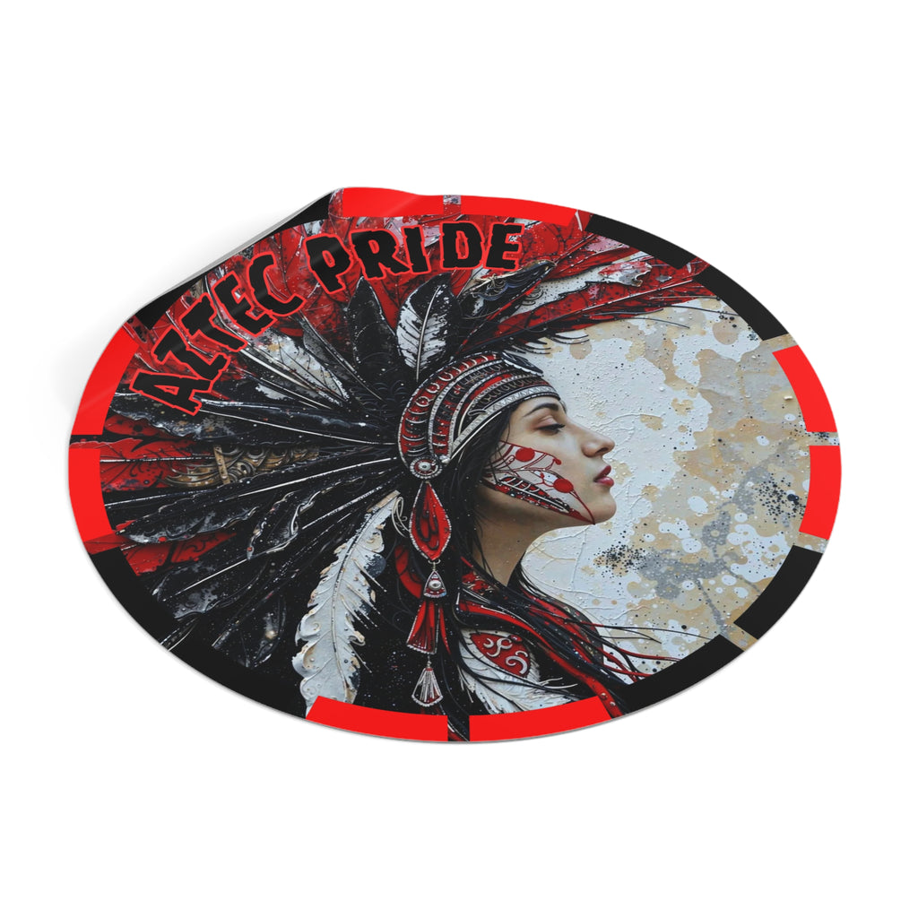 Aztec Silent Goddess Round Vinyl Sticker – Waterproof Matte Decal (2”–6”)