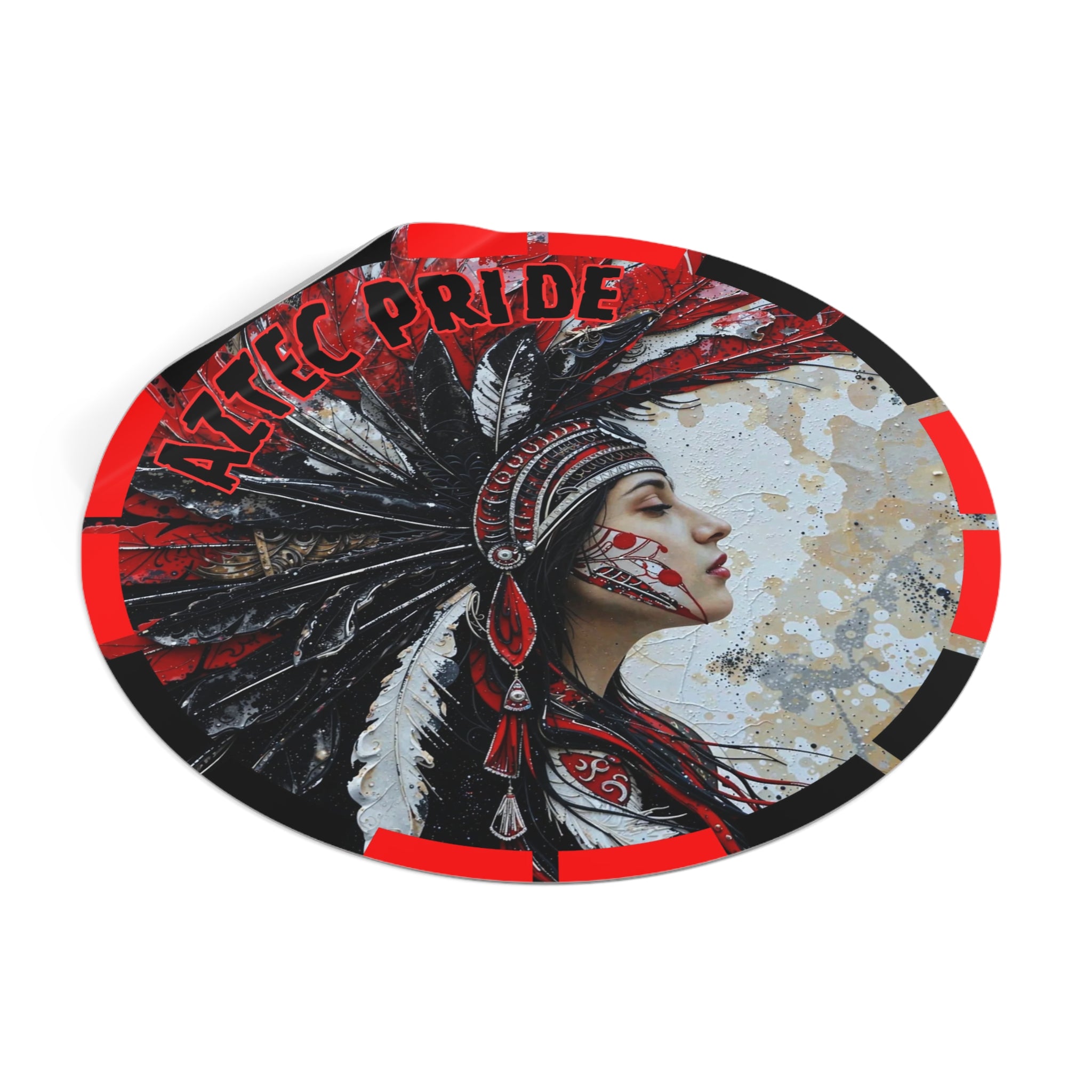 Aztec Silent Goddess Round Vinyl Sticker – Waterproof Matte Decal (2”–6”)