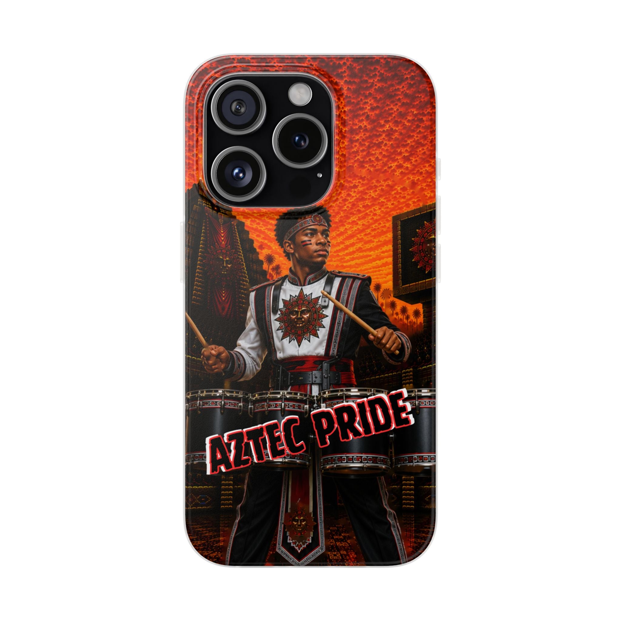 Aztec Band Warrior – Flexi Phone Case (iPhone & Samsung • Clear TPU • Made & Shipped in the USA • 🚚 FREE USA Shipping • Personalized Option)