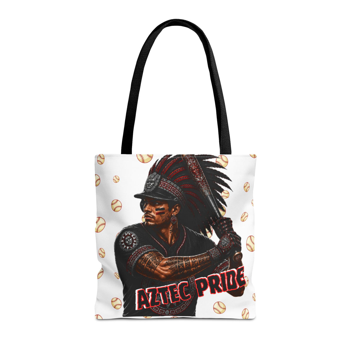 Aztec Baseball Warrior Tote Bag | Aztec-Inspired AI Art • Made & Shipped in the USA • 🚚 FREE USA Shipping • FREE Personalization