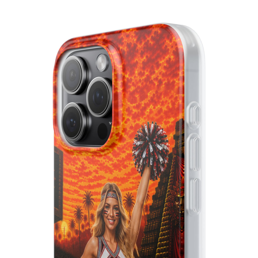Aztec Cheerleader Warrior – Flexi Phone Case (iPhone & Samsung • Clear TPU • Made & Shipped in the USA • 🚚 FREE USA Shipping • Personalized Option)