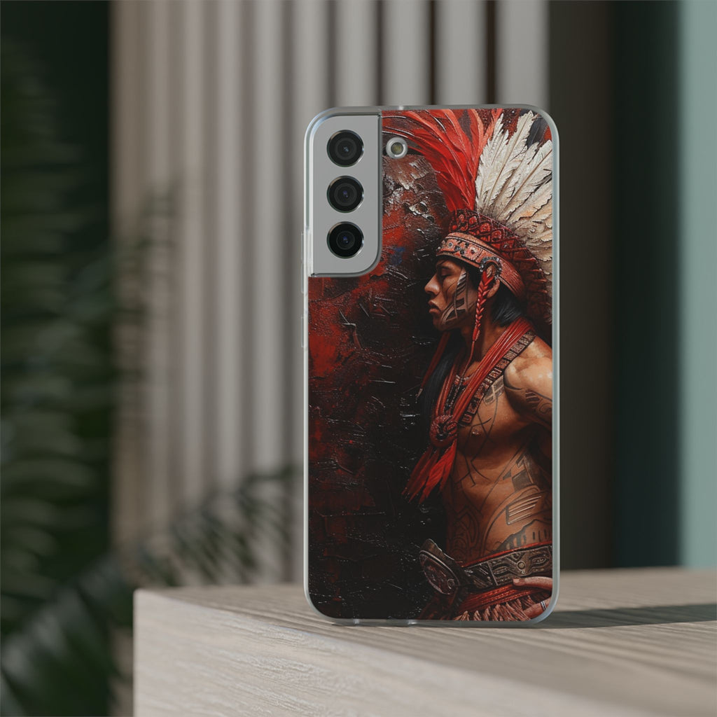 Aztec Noble Warrior – Flexi Phone Case (iPhone & Samsung • Clear TPU • Made in USA • Personalized Option)