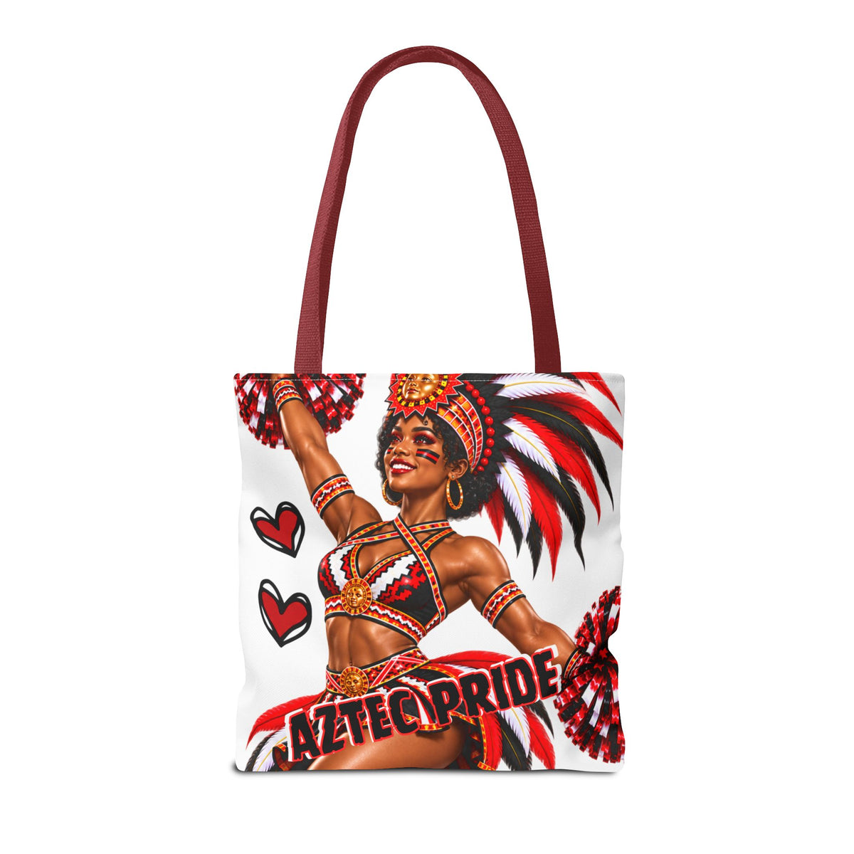 Aztec Cheerleader Warrior Tote Bag | Aztec-Inspired AI Art • Made & Shipped in the USA • 🚚 FREE USA Shipping • FREE Personalization