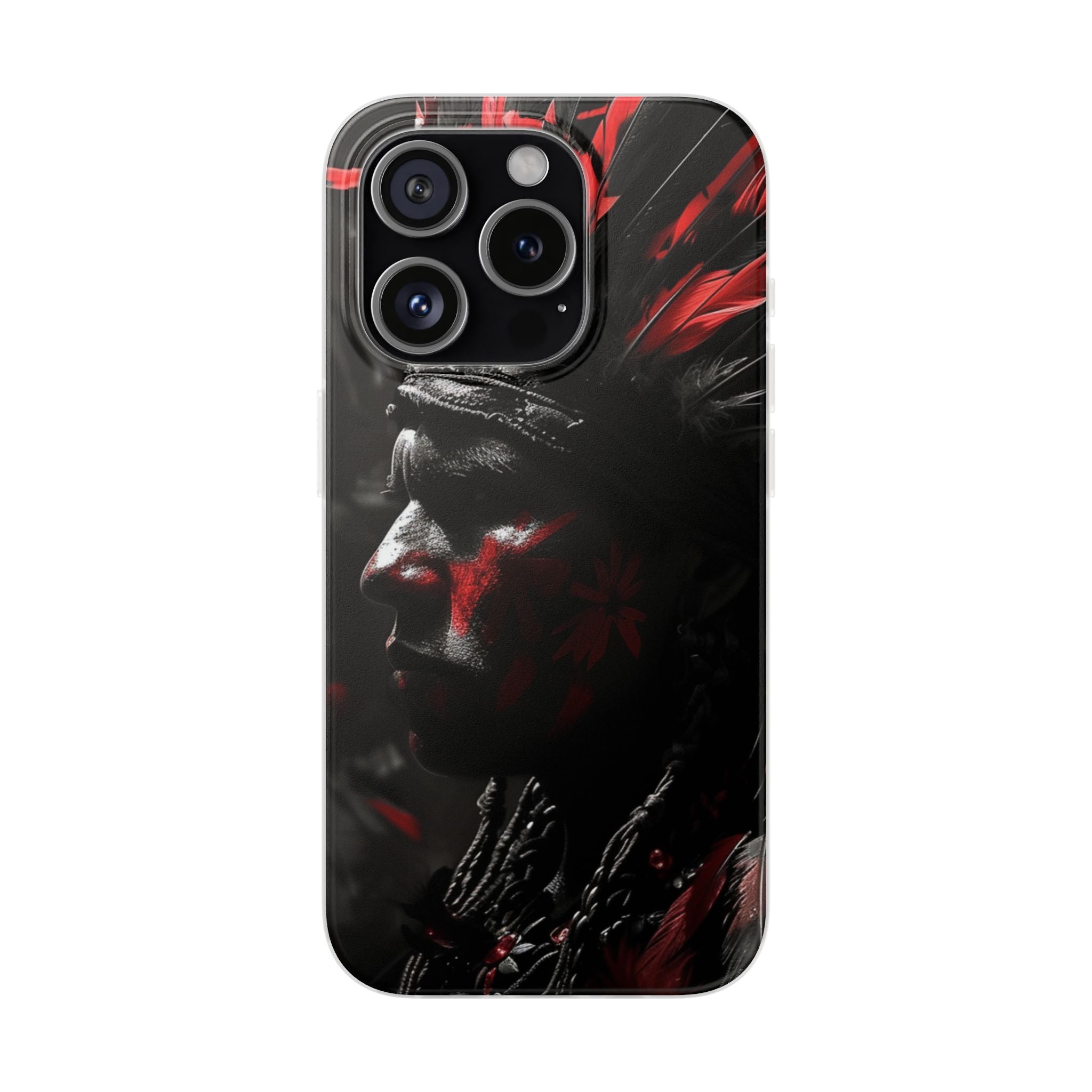 Aztec Jaguar Warrior – Flexi Phone Case (iPhone & Samsung • Clear TPU • Made in USA • Personalized Option)