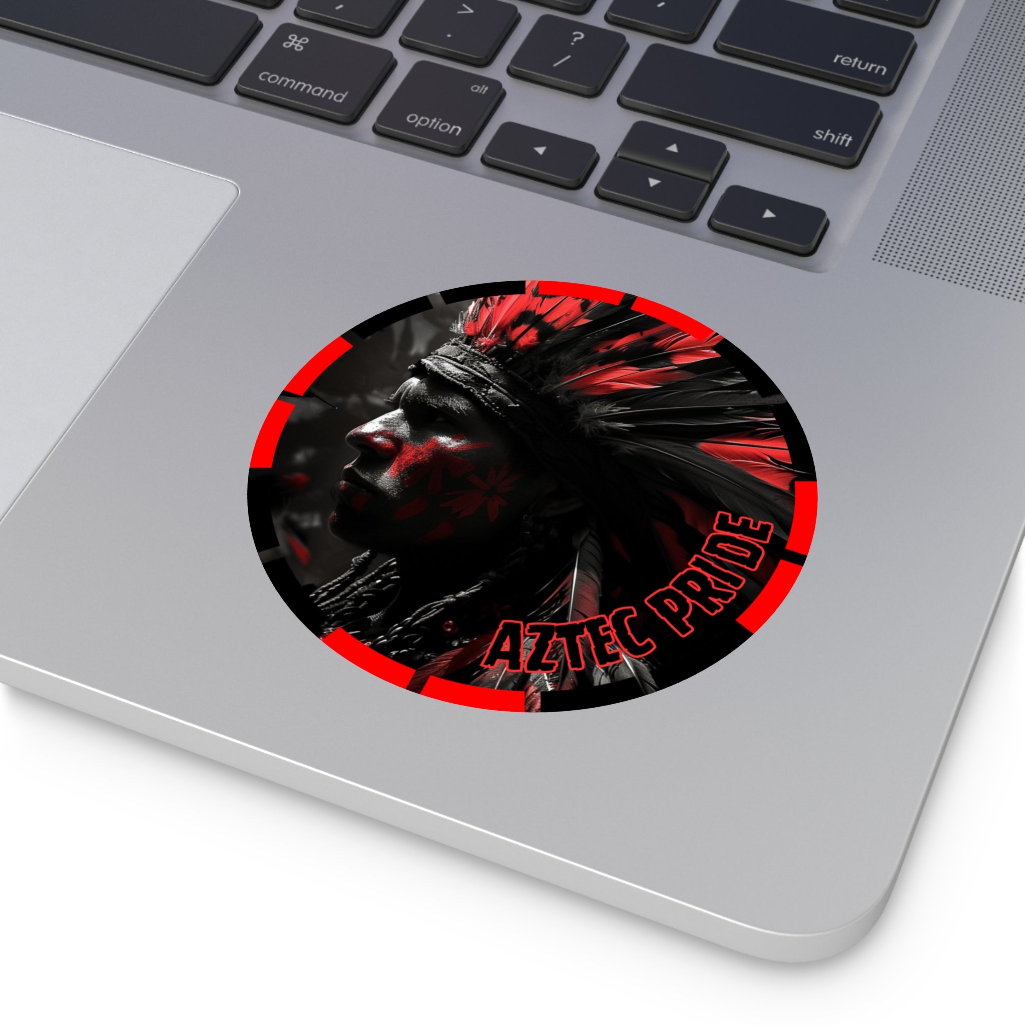 Aztec Jaguar Warrior Round Vinyl Sticker – Waterproof Matte Decal (2”–6”)