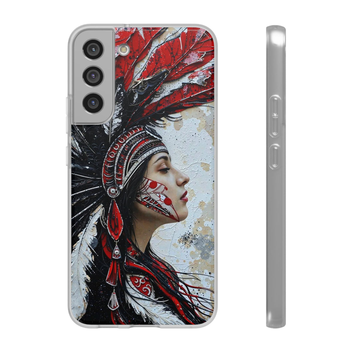 Aztec Silent Goddess – Flexi Phone Case (iPhone & Samsung • Clear TPU • Made in USA • Personalized Option)