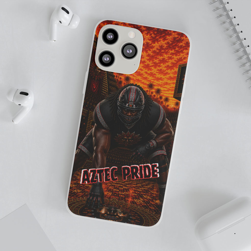 Aztec Football Warrior – Flexi Phone Case (iPhone & Samsung • Clear TPU • Made & Shipped in the USA • 🚚 FREE USA Shipping • Personalized Option)