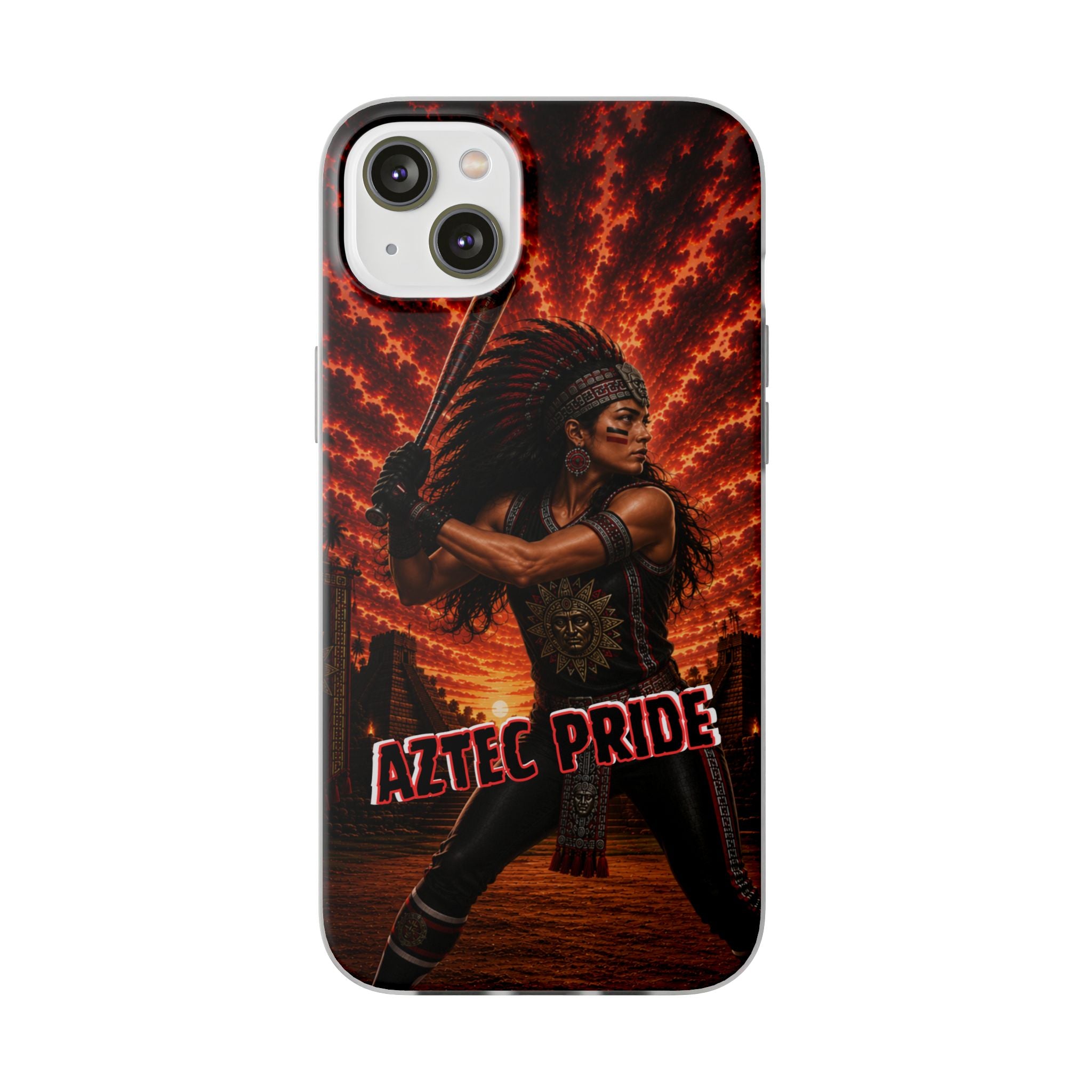 Aztec Softball Warrior – Flexi Phone Case (iPhone & Samsung • Clear TPU • Made & Shipped in the USA • 🚚 FREE USA Shipping • Personalized Option)