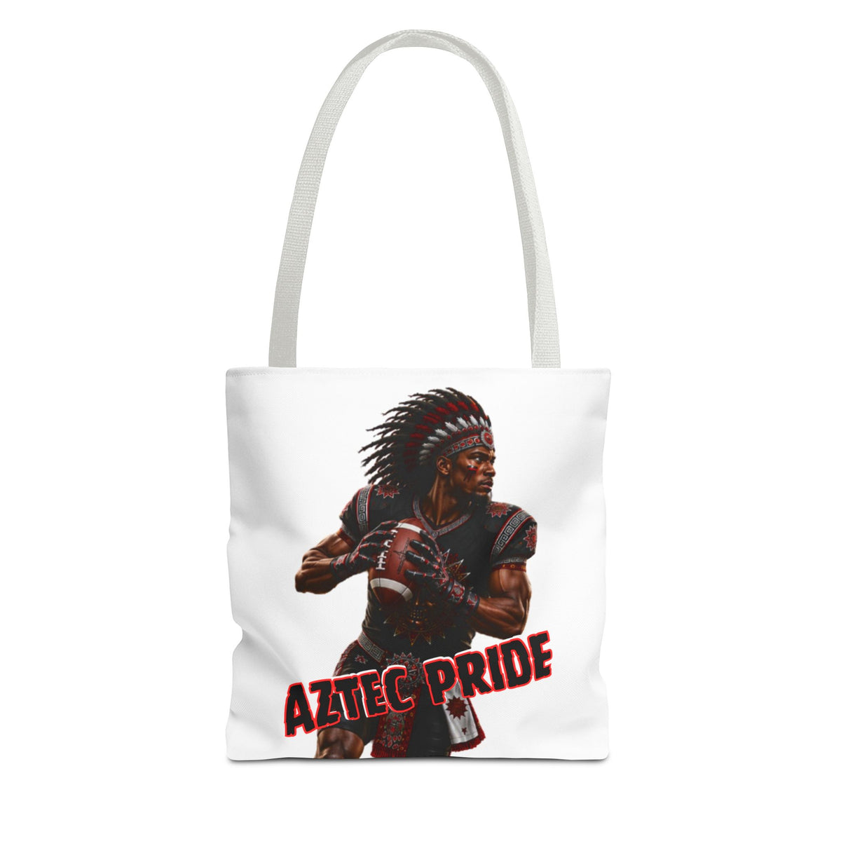 Aztec Football Quarterback Warrior Tote Bag | Aztec-Inspired AI Art • Made & Shipped in the USA • 🚚 FREE USA Shipping • FREE Personalization